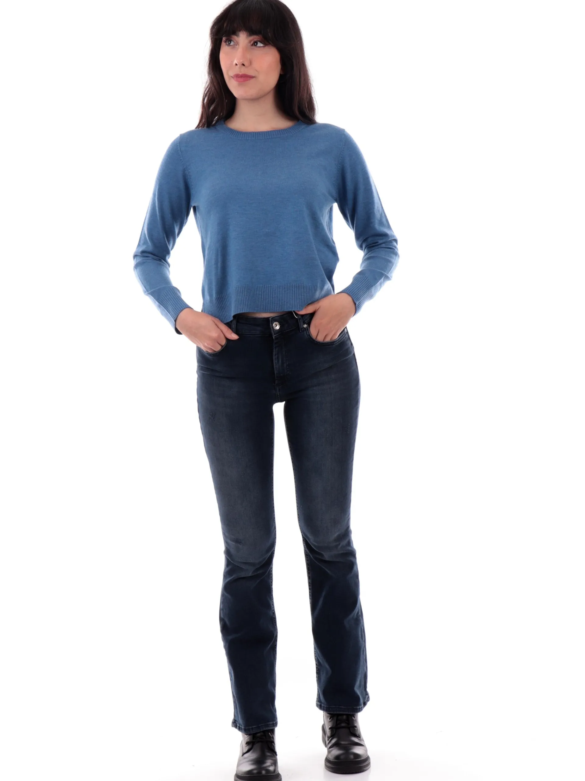 ANIS Maglie*Maglione girocollo blu da donna 245W1220