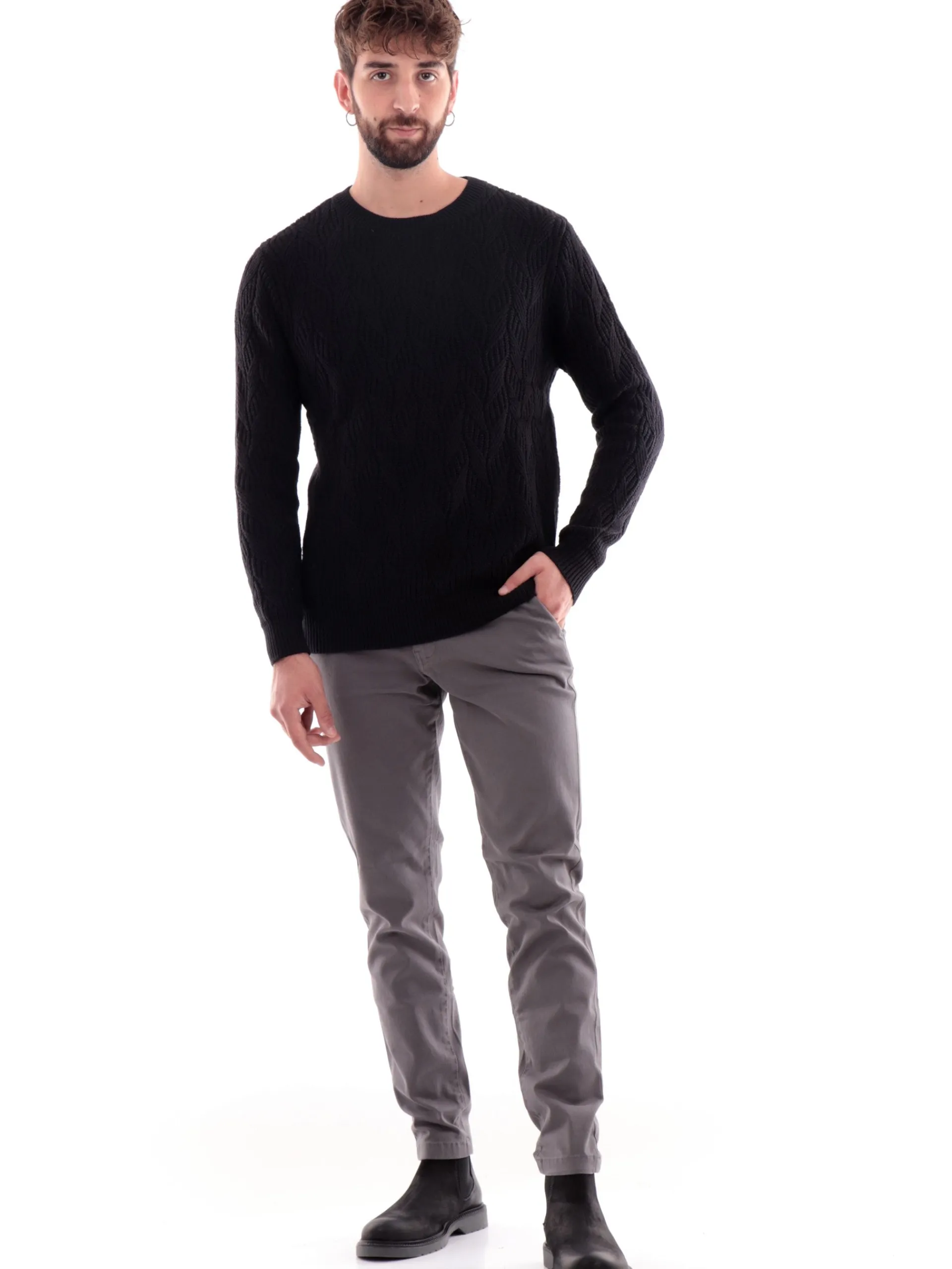 GUESS Maglie*Maglione girocollo nero da uomo Evander M4BR19Z3HD1