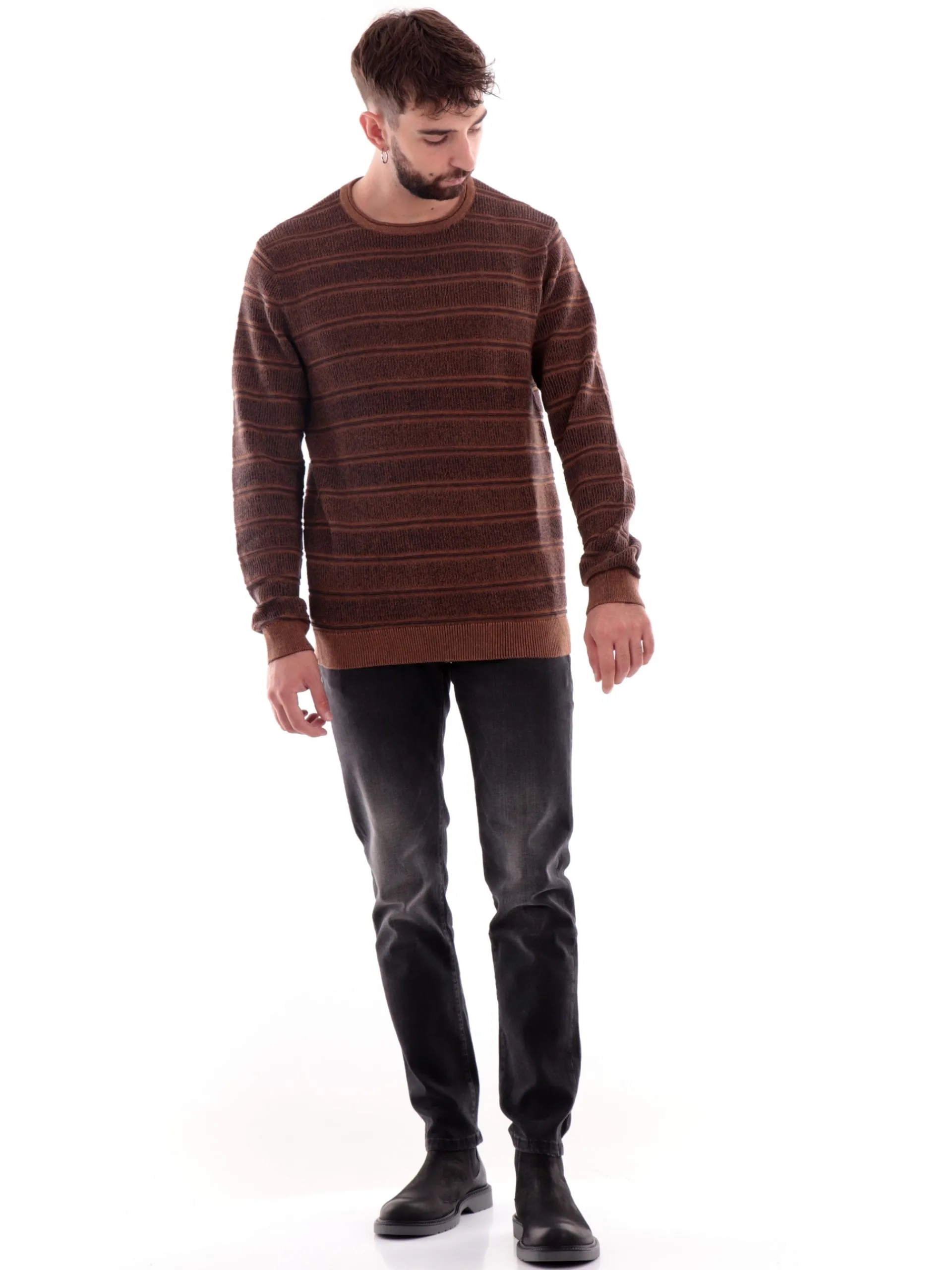 JACK&JONES Maglie*Maglione girocollo Jack Jones marrone da uomo 12259687