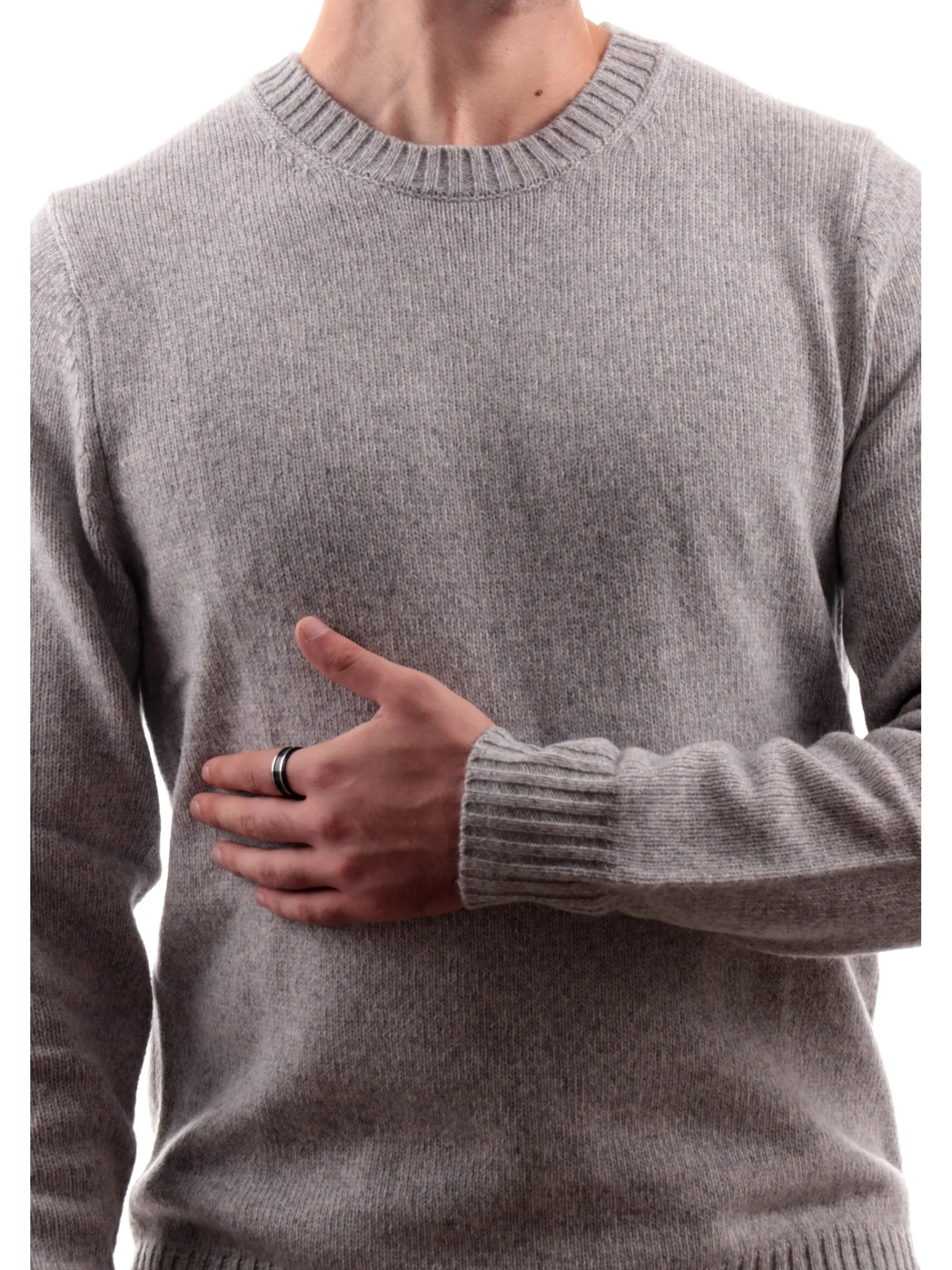 IMPURE Maglie*Maglione Grigio da uomo Round Neck mouline DUKEWN7C17