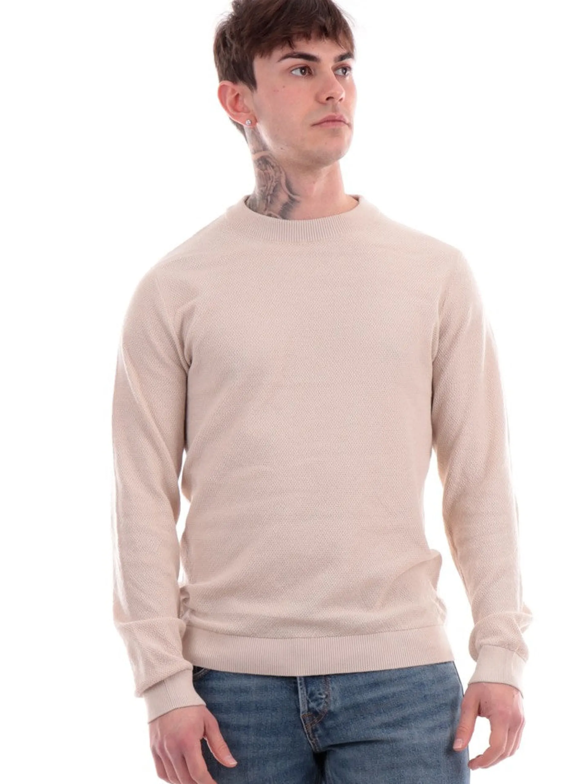 JACK&JONES Maglie*Maglione Jack Jones beige da uomo Knit Crew 12252708