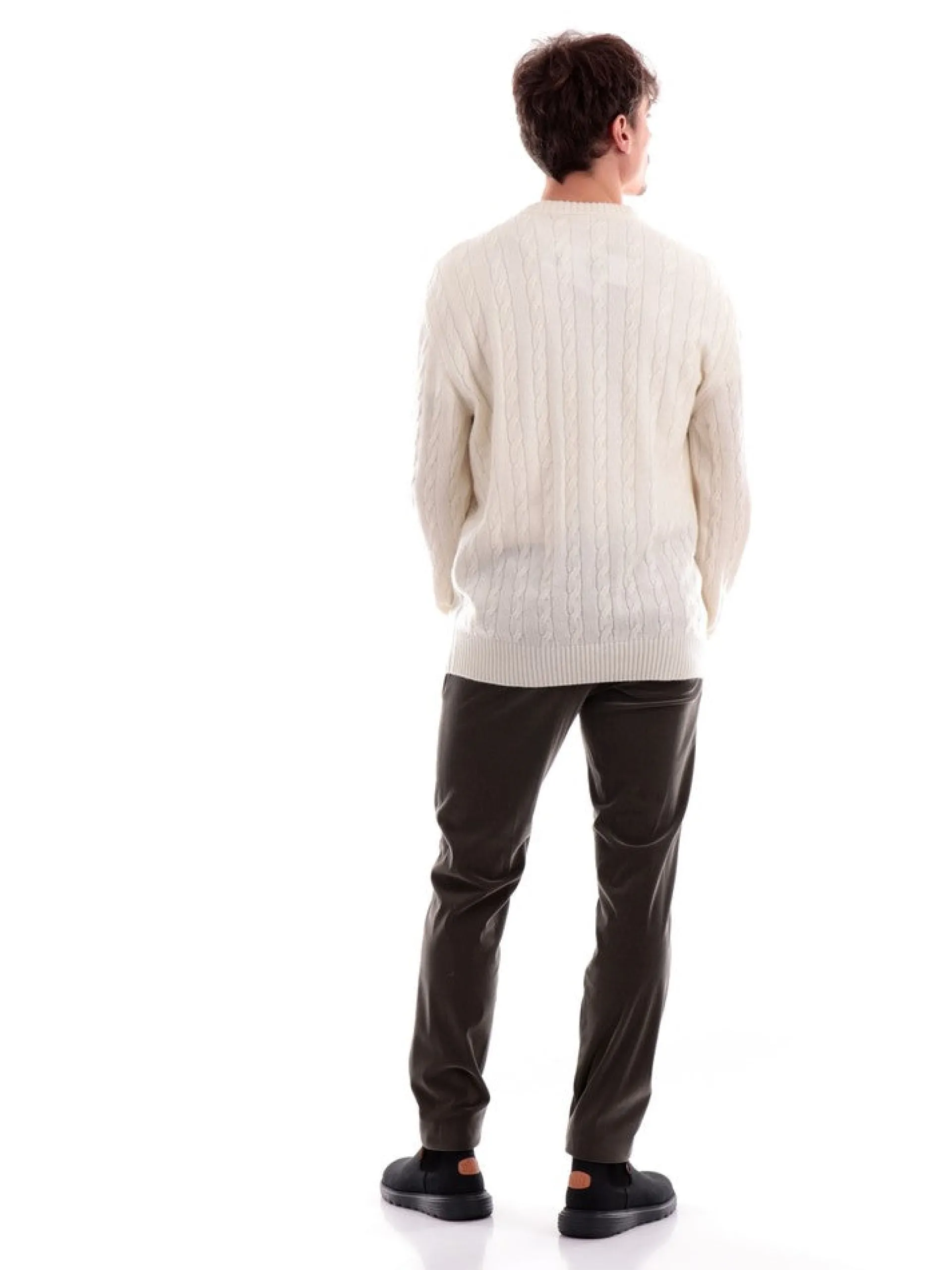 LACOSTE Maglie*Maglione bianco da uomo tessuto annodato AH8566