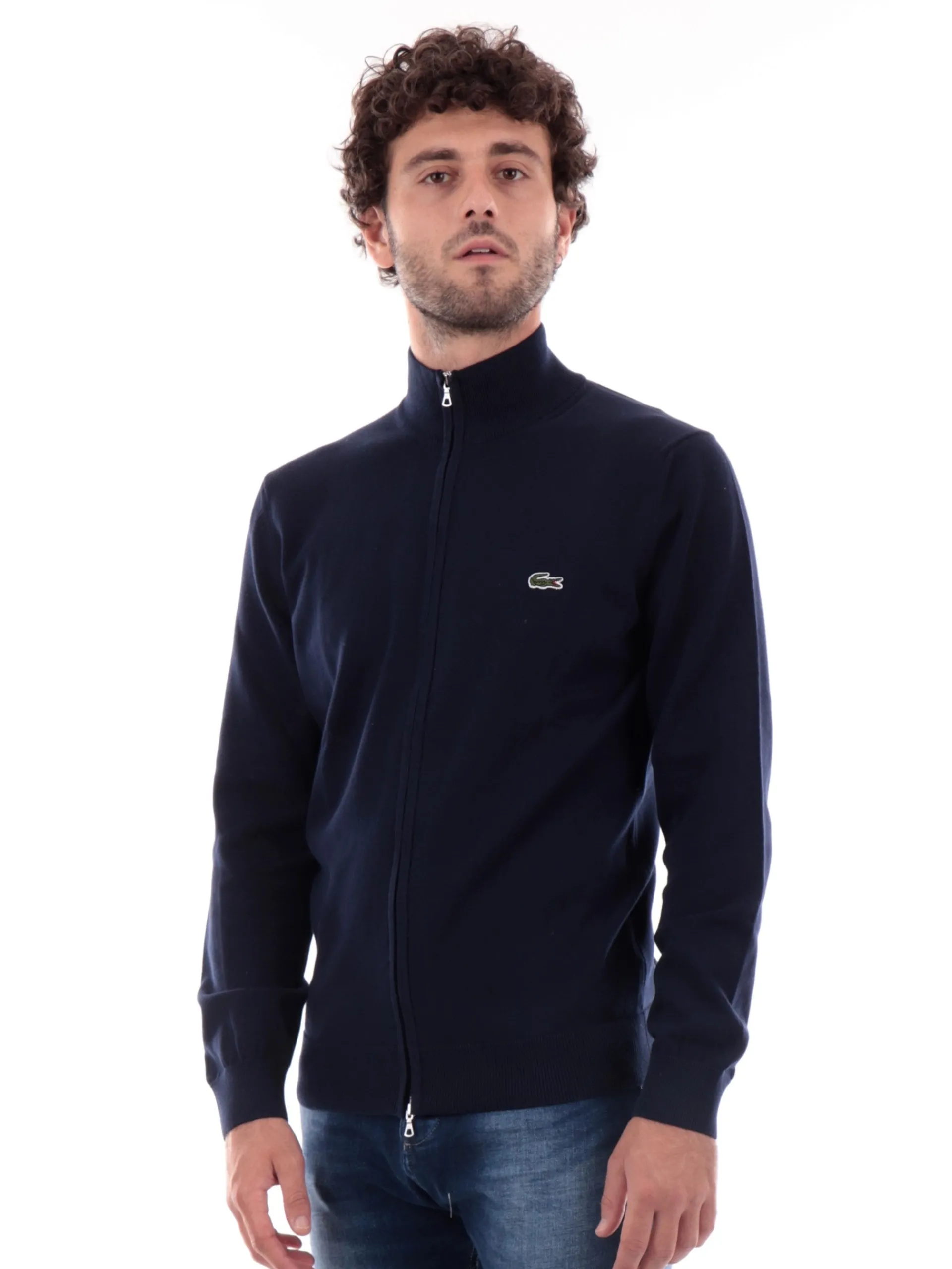 LACOSTE Maglie*Maglione Blu da Uomo Full Zip AH1957