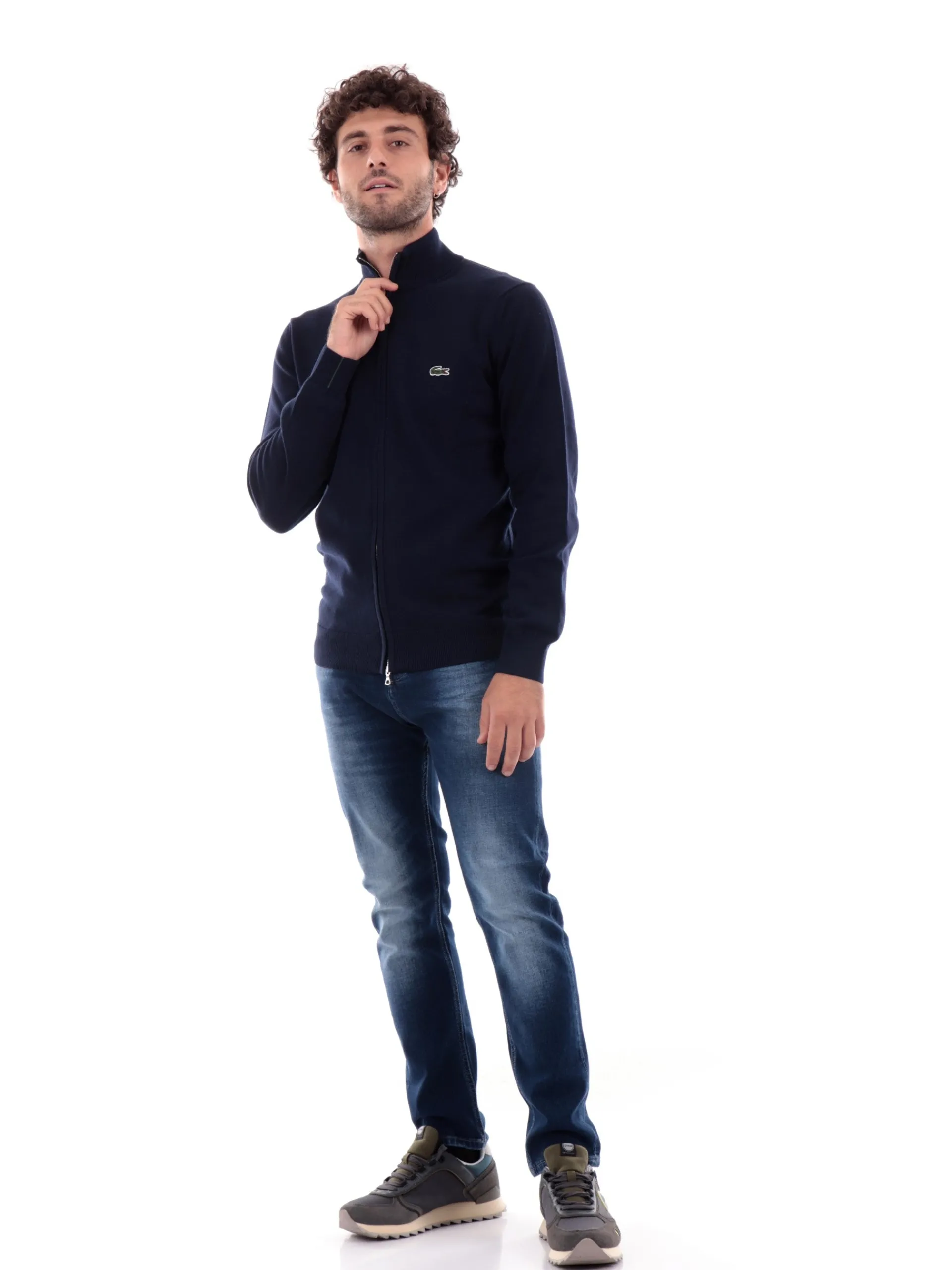 LACOSTE Maglie*Maglione Blu da Uomo Full Zip AH1957