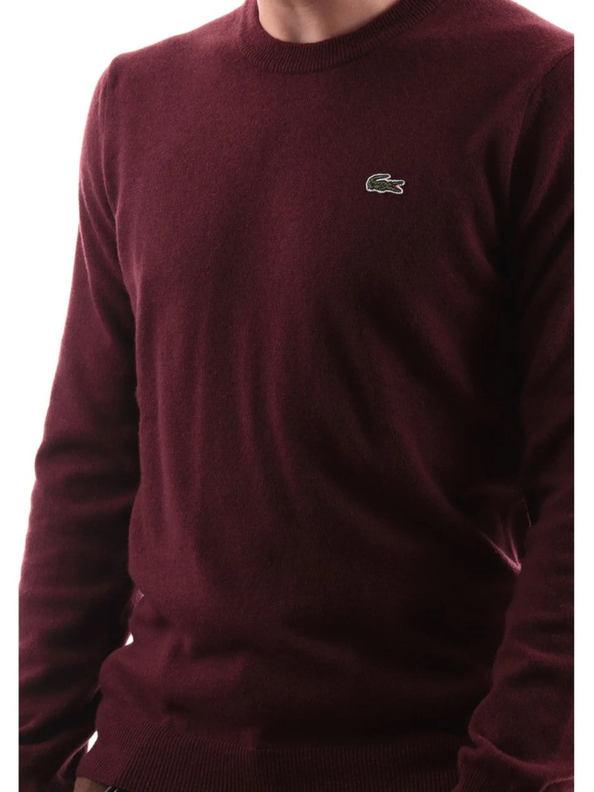 LACOSTE Maglie*Maglione bordeaux da uomo in lana AH3449