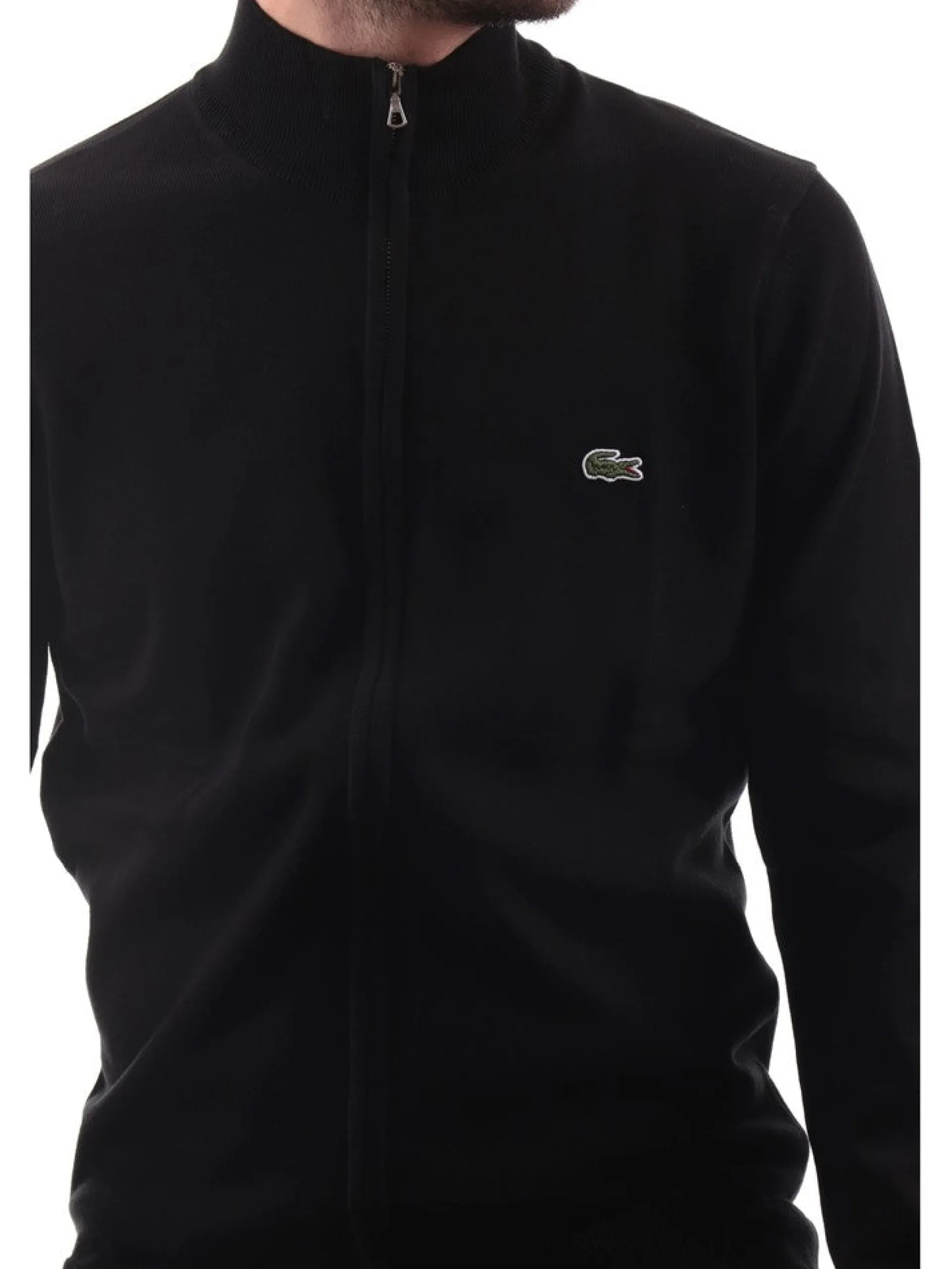 LACOSTE Maglie*Maglione Nero da Uomo Full Zip AH1957
