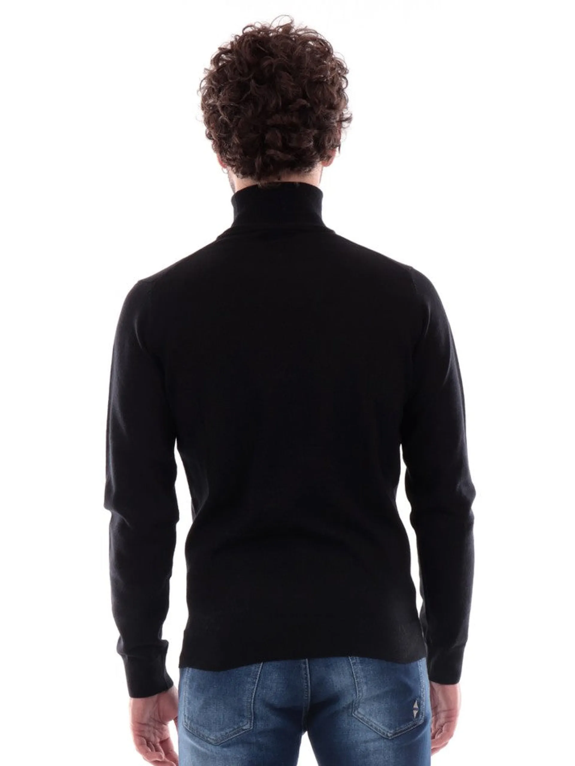 LACOSTE Maglie*Maglione nero da uomo a collo alto AH1959