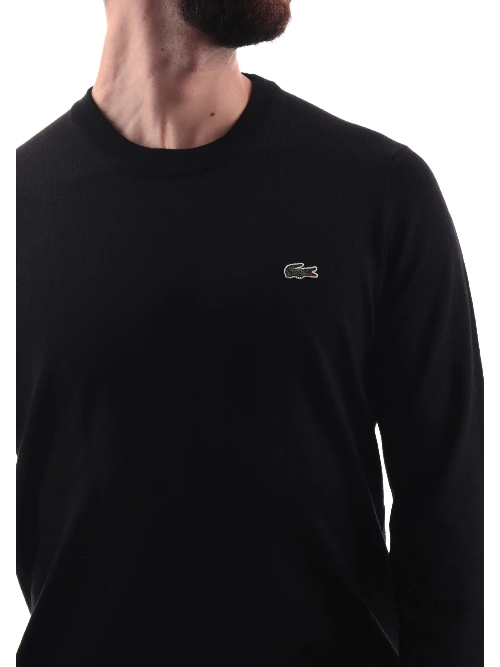 LACOSTE Maglie*Maglione nero da uomo pullover in maglia AH3225