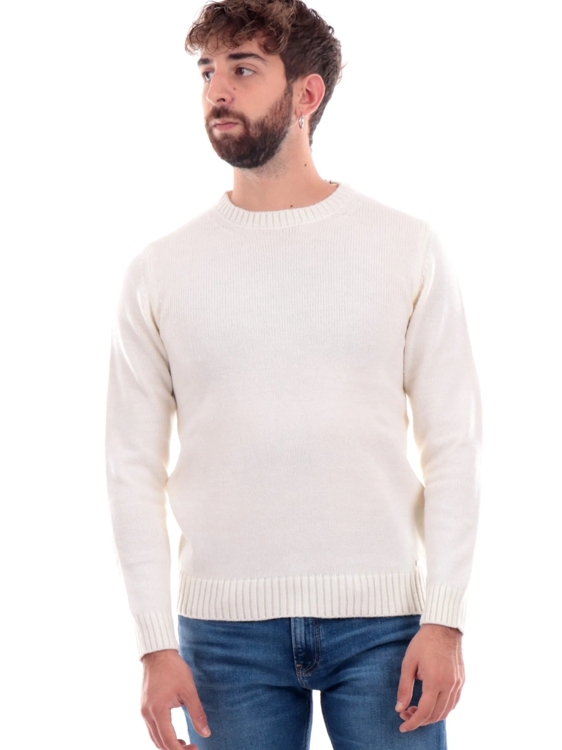MARKUP Maglie*Maglione lana bianco da uomo girocollo MK20025