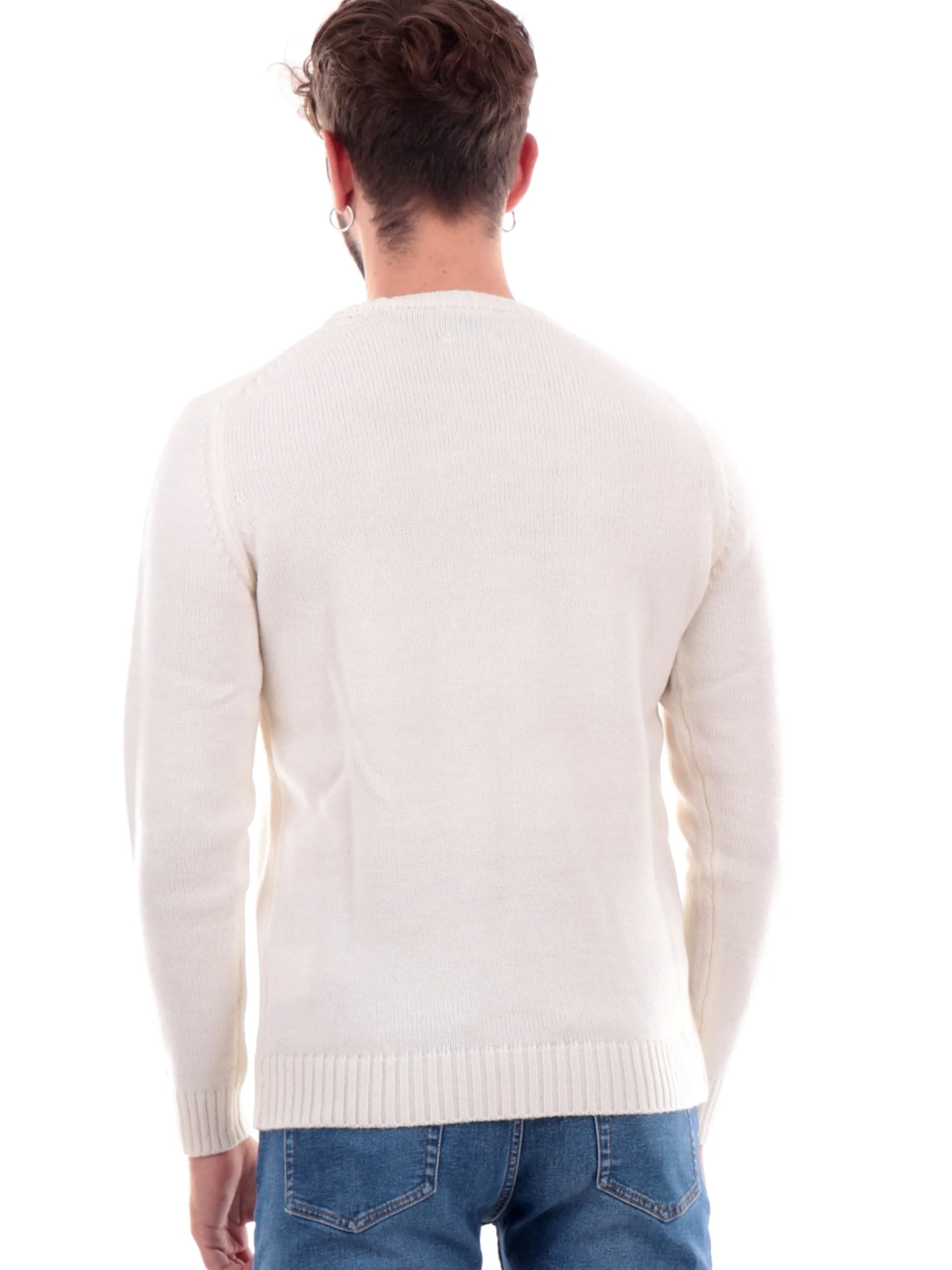 MARKUP Maglie*Maglione lana bianco da uomo girocollo MK20025