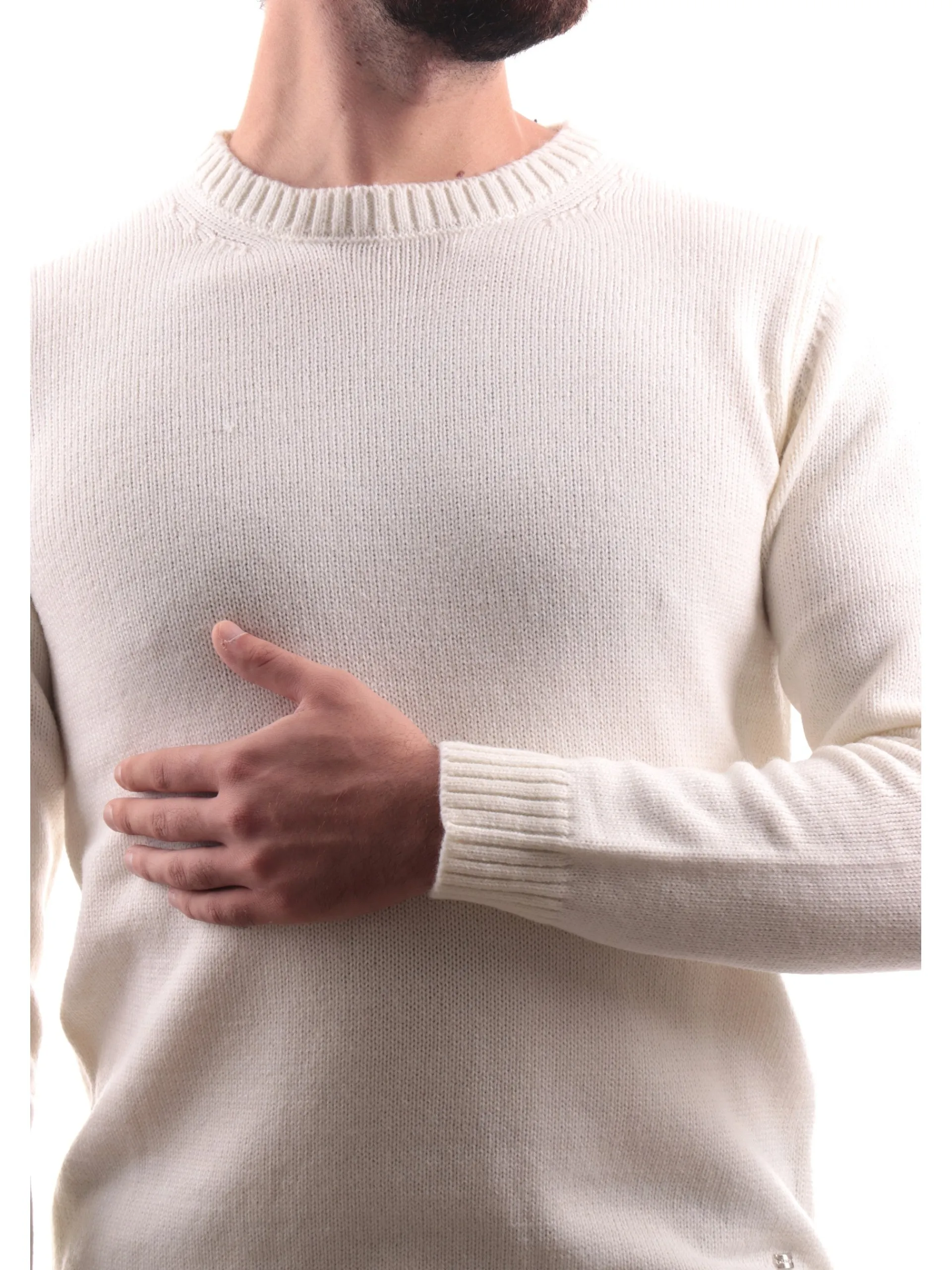 MARKUP Maglie*Maglione lana bianco da uomo girocollo MK20025