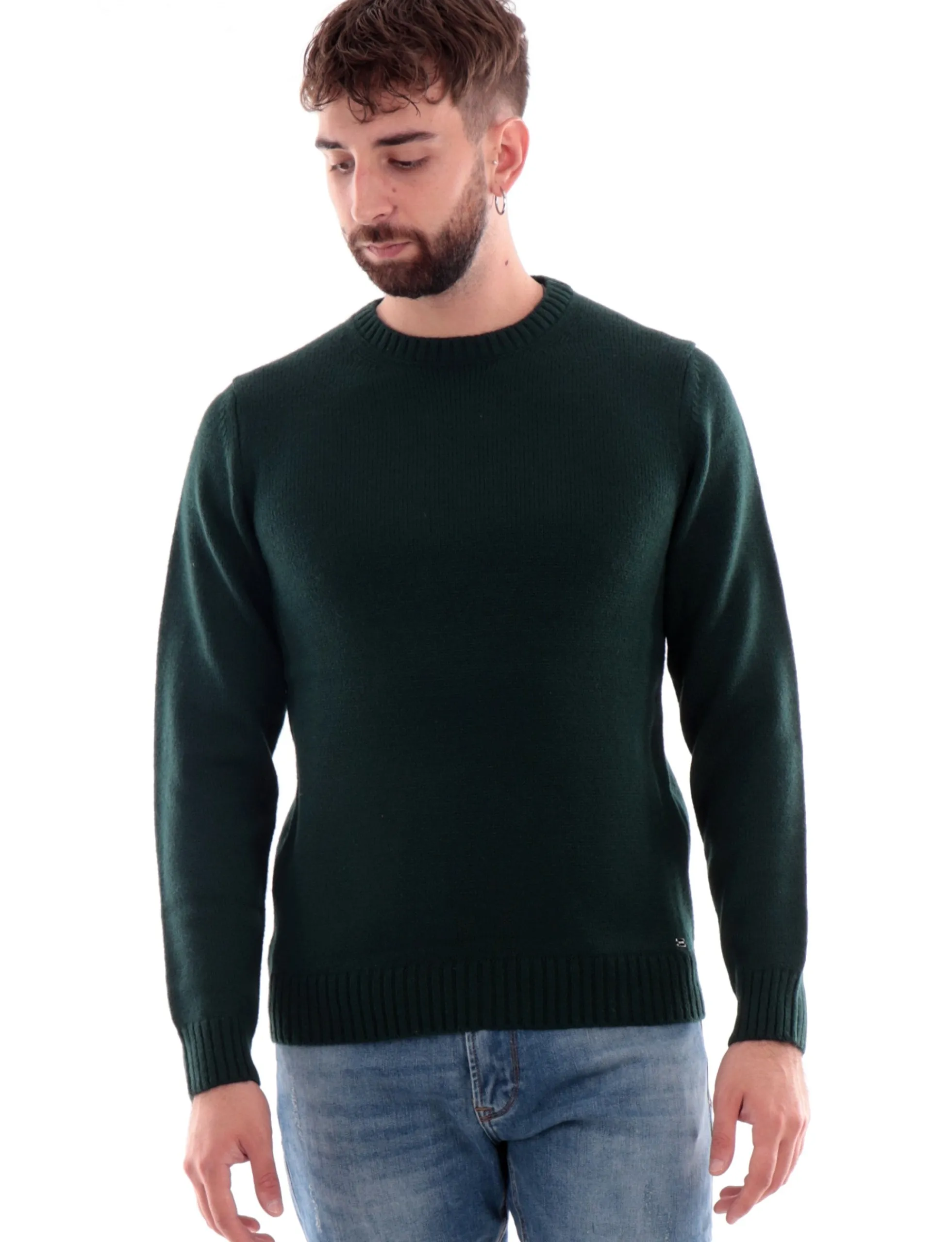 MARKUP Maglie*Maglione lana verde da uomo girocollo MK20025