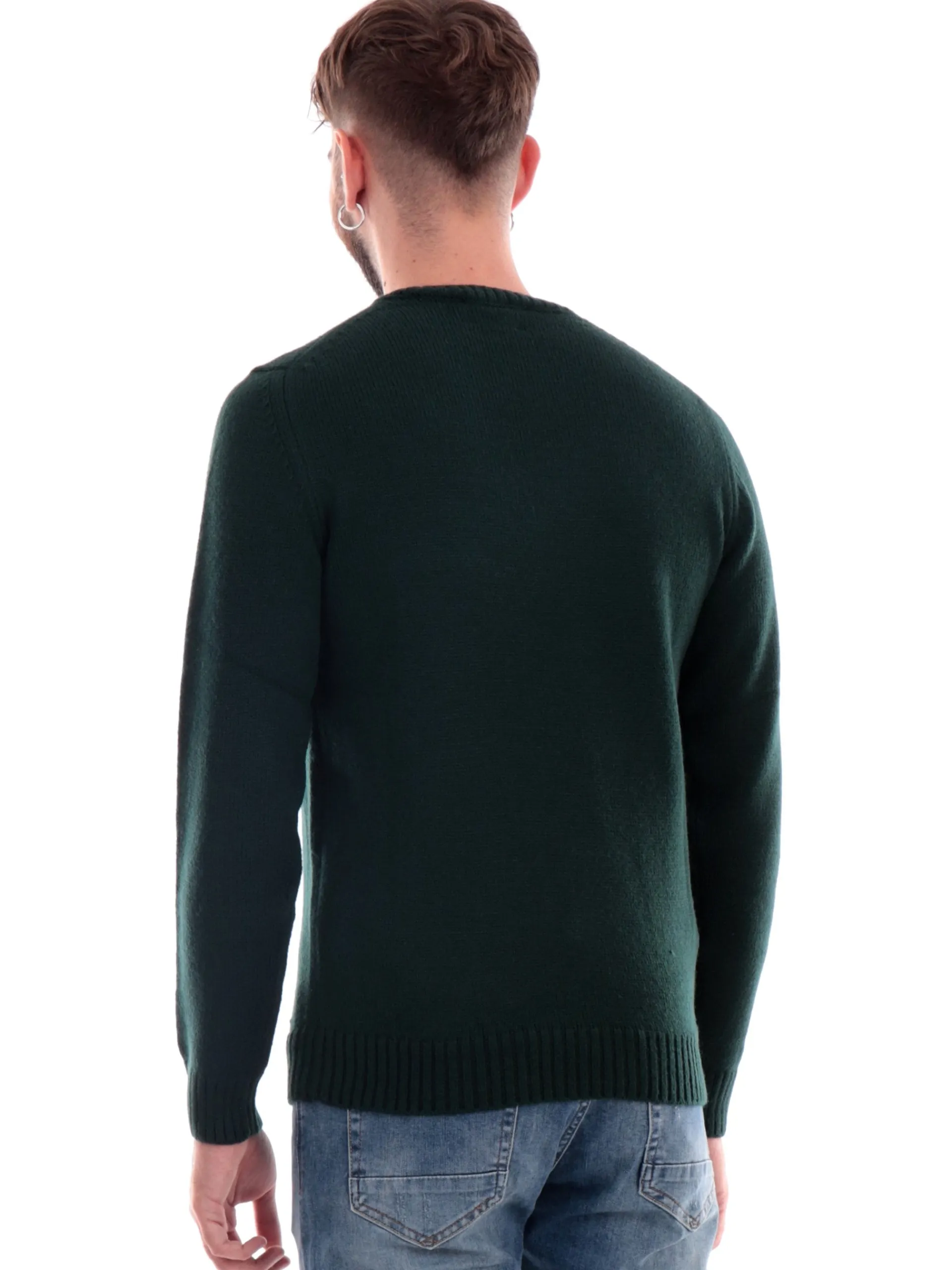 MARKUP Maglie*Maglione lana verde da uomo girocollo MK20025