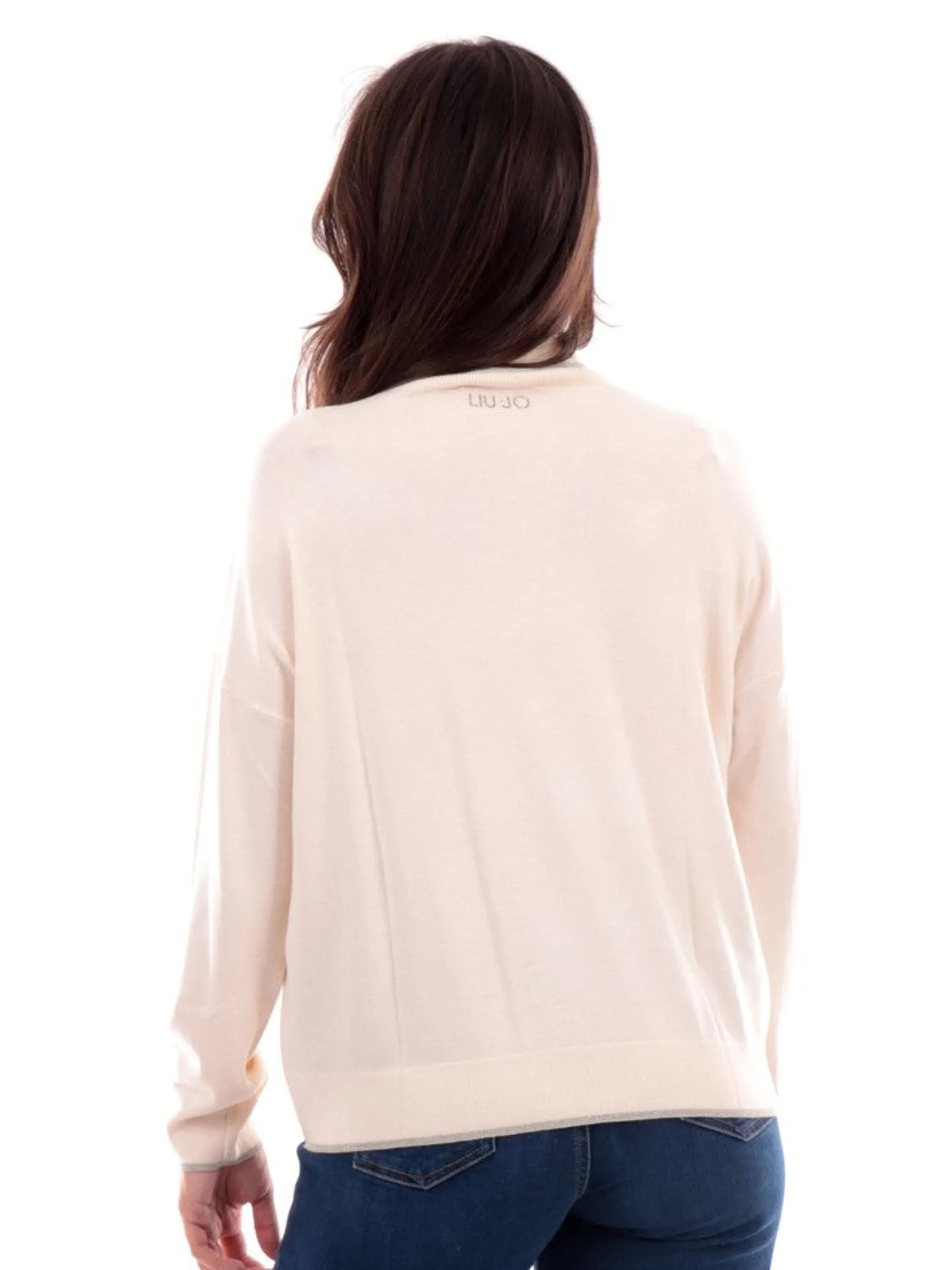 LIU JO MILANO Maglie*Maglione Liu Jo bianco da Donna Collo Alto con profili Lurex MF3390MS49I