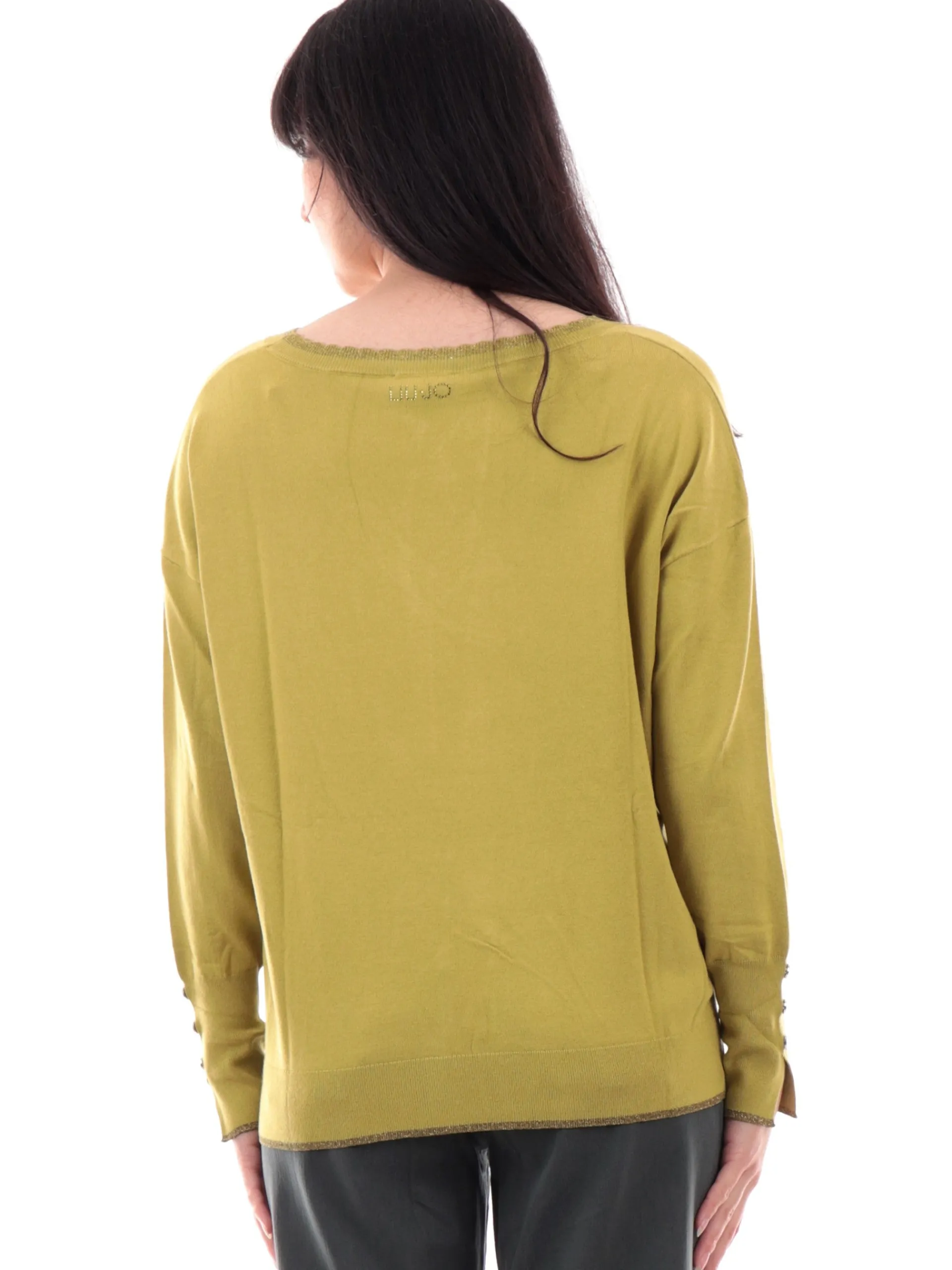 LIU JO MILANO Maglie*Maglione Liu Jo verde da donna scollo a V lurex WF4009MS49I