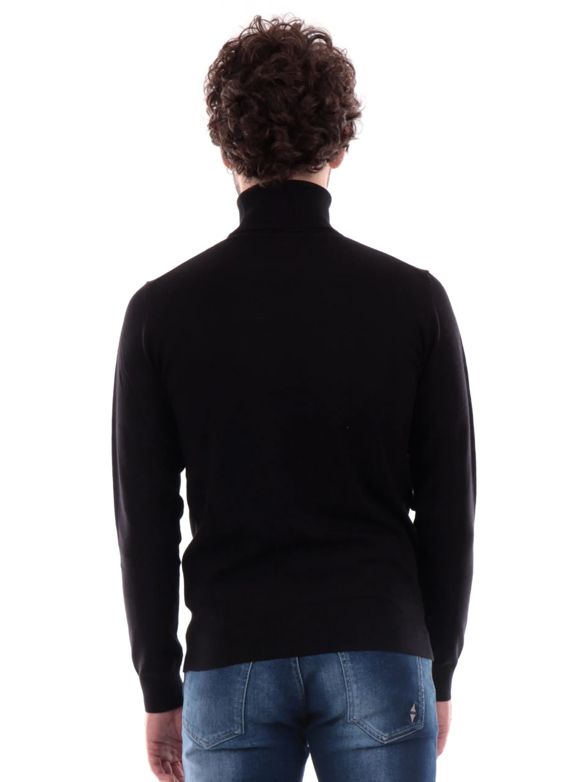 MARKUP Maglie*Maglione Nero da Uomo a Collo Alto Dolcevita in Viscosa MK20015