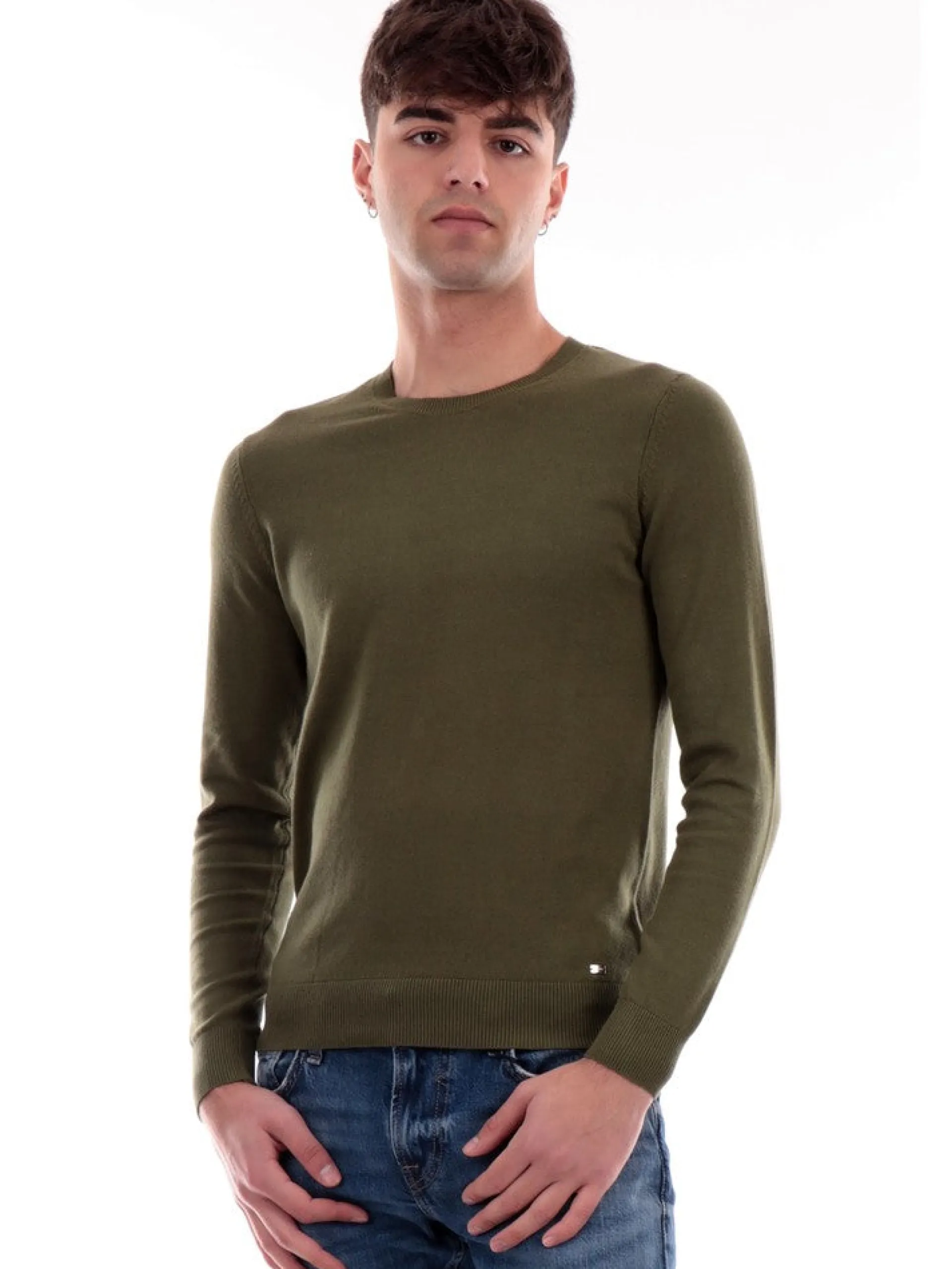 MARKUP Maglie*Maglione Verde Militare da Uomo MK1000