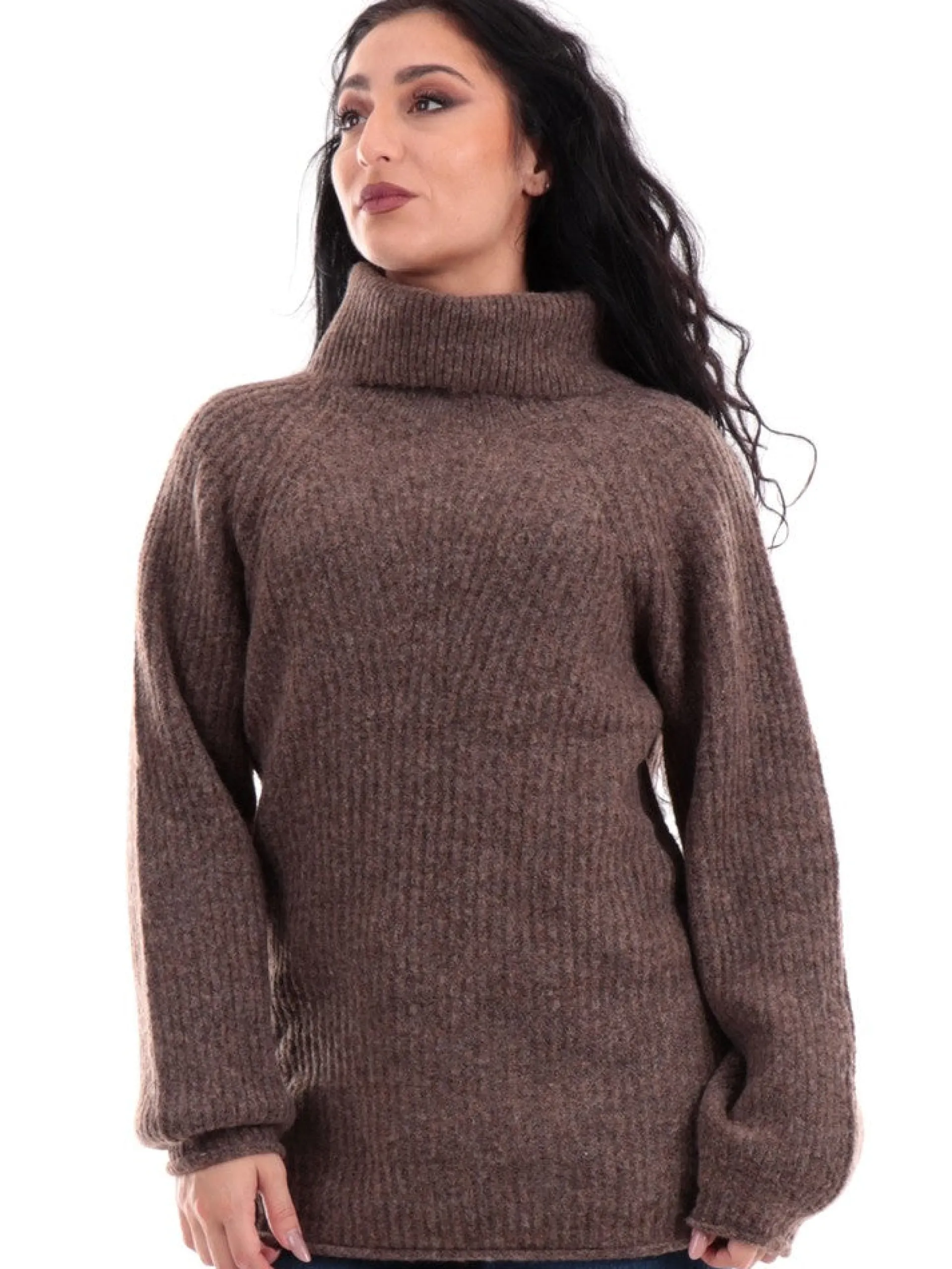 MOLLYBRACKEN Maglie*Maglione Molly Bracken marrone da donna a collo alto M118BN