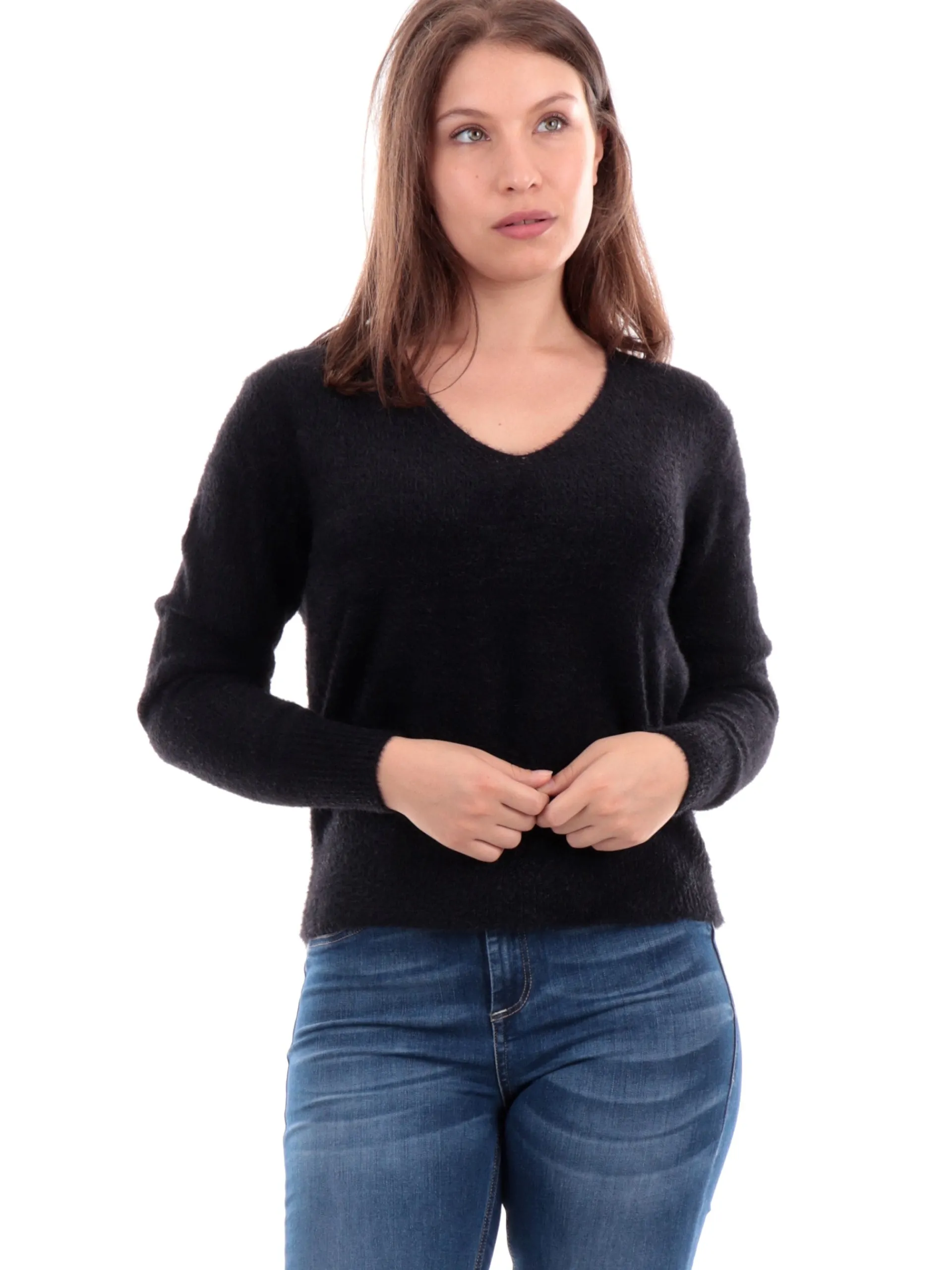 ONLY Maglie*Maglione nero da donna V-Neck 15259562