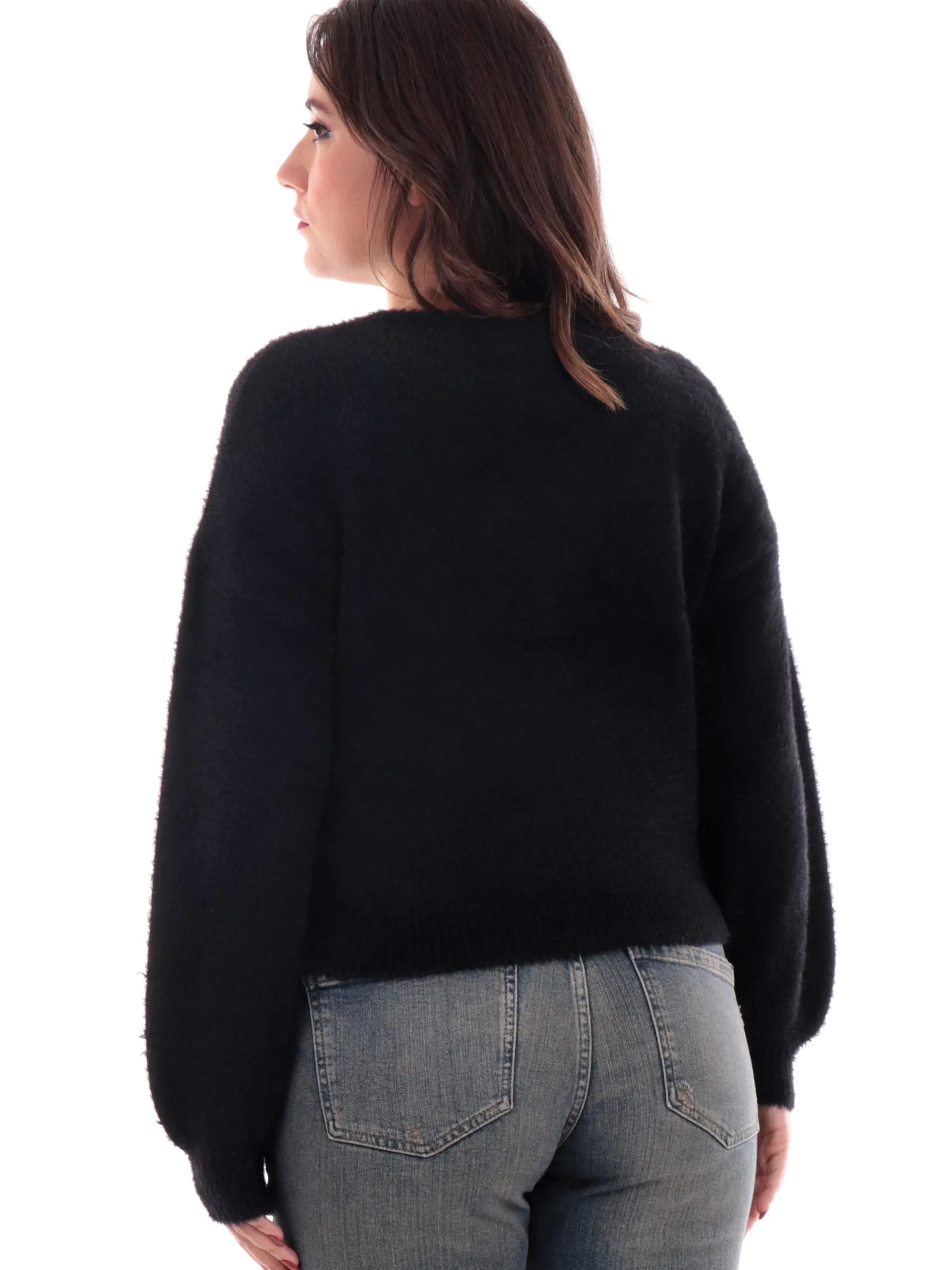 ONLY Maglie*Maglione pelliccia eco nero da donna girocollo 15235973