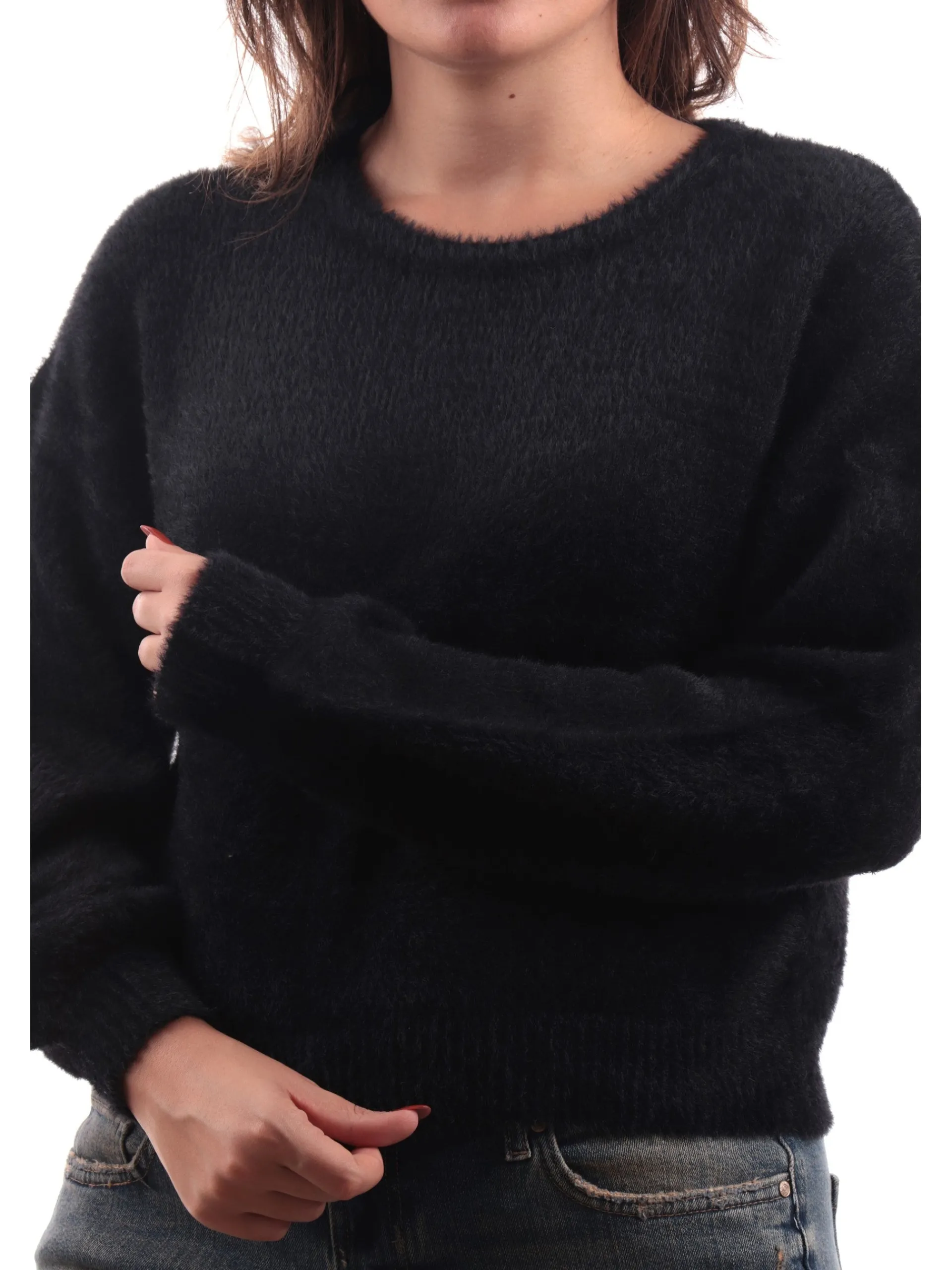 ONLY Maglie*Maglione pelliccia eco nero da donna girocollo 15235973