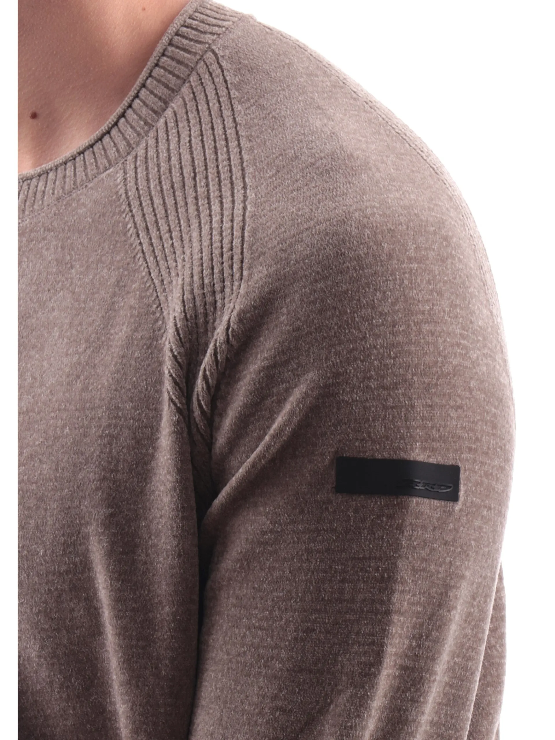 RRD Maglie*Maglione velluto grigio da uomo girocollo W24132