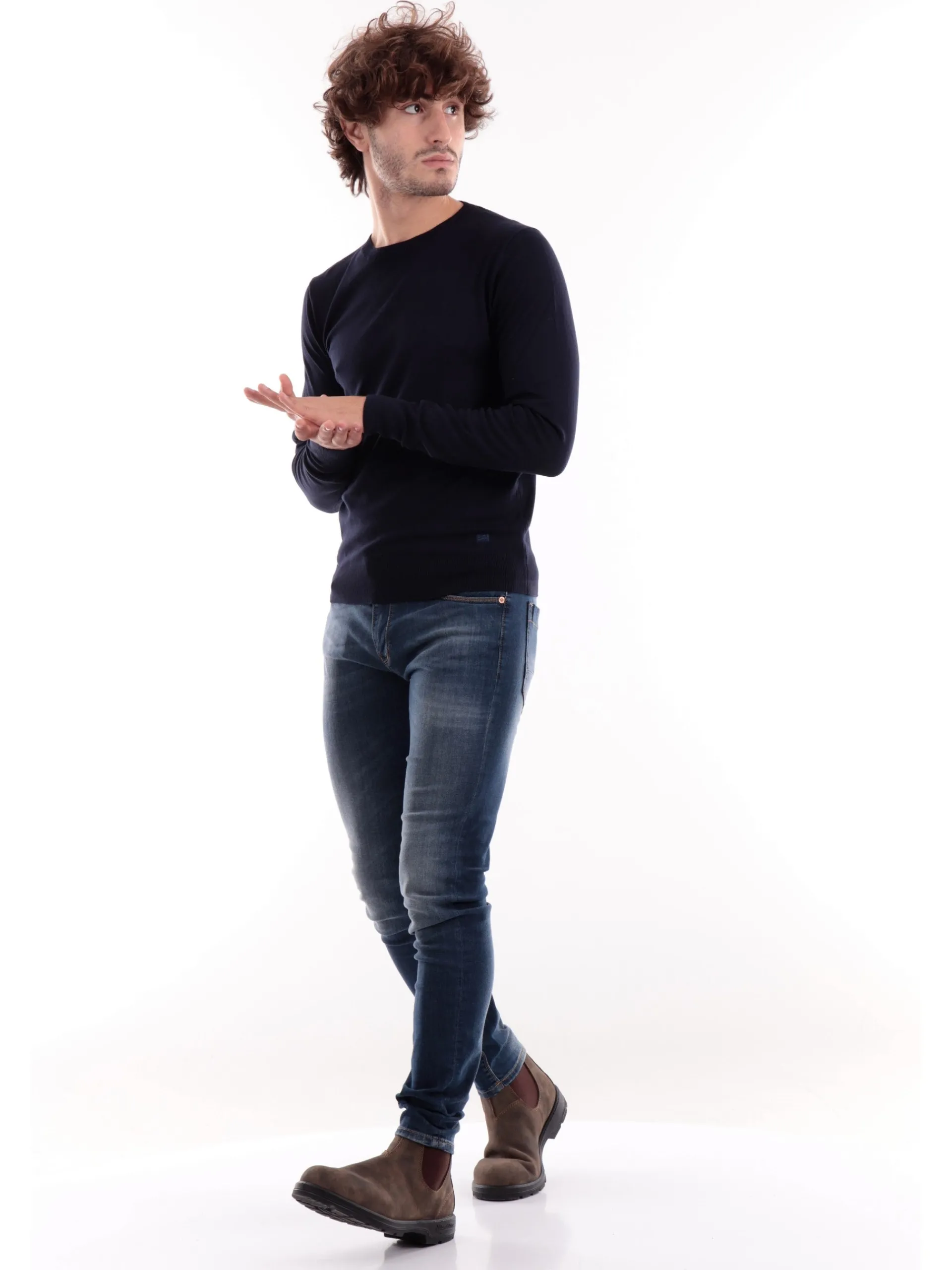 YES ZEE Maglie*Maglione blu da uomo M835MR00