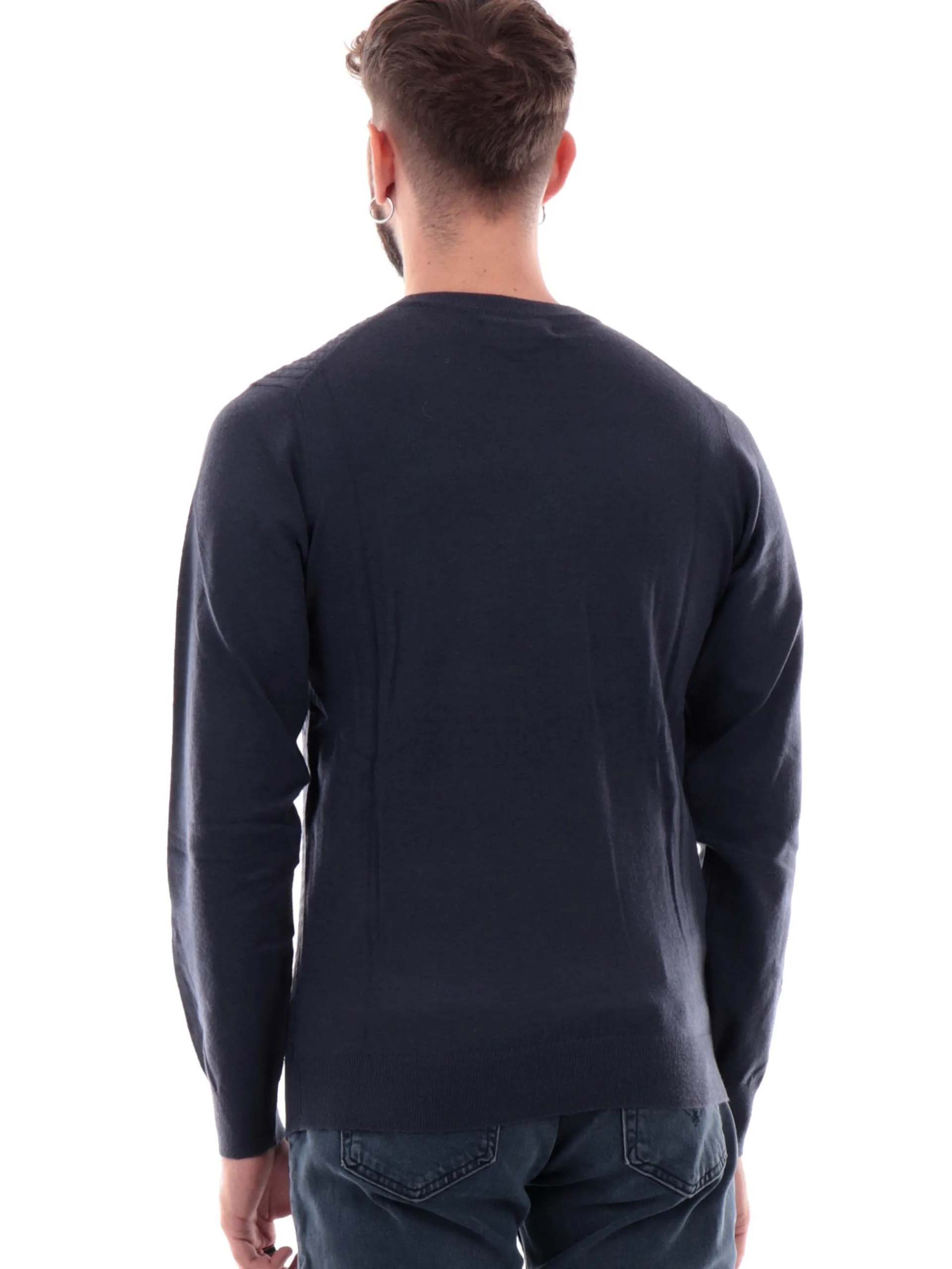 YES ZEE Maglie*Maglione blu da uomo girocollo M840ZS000