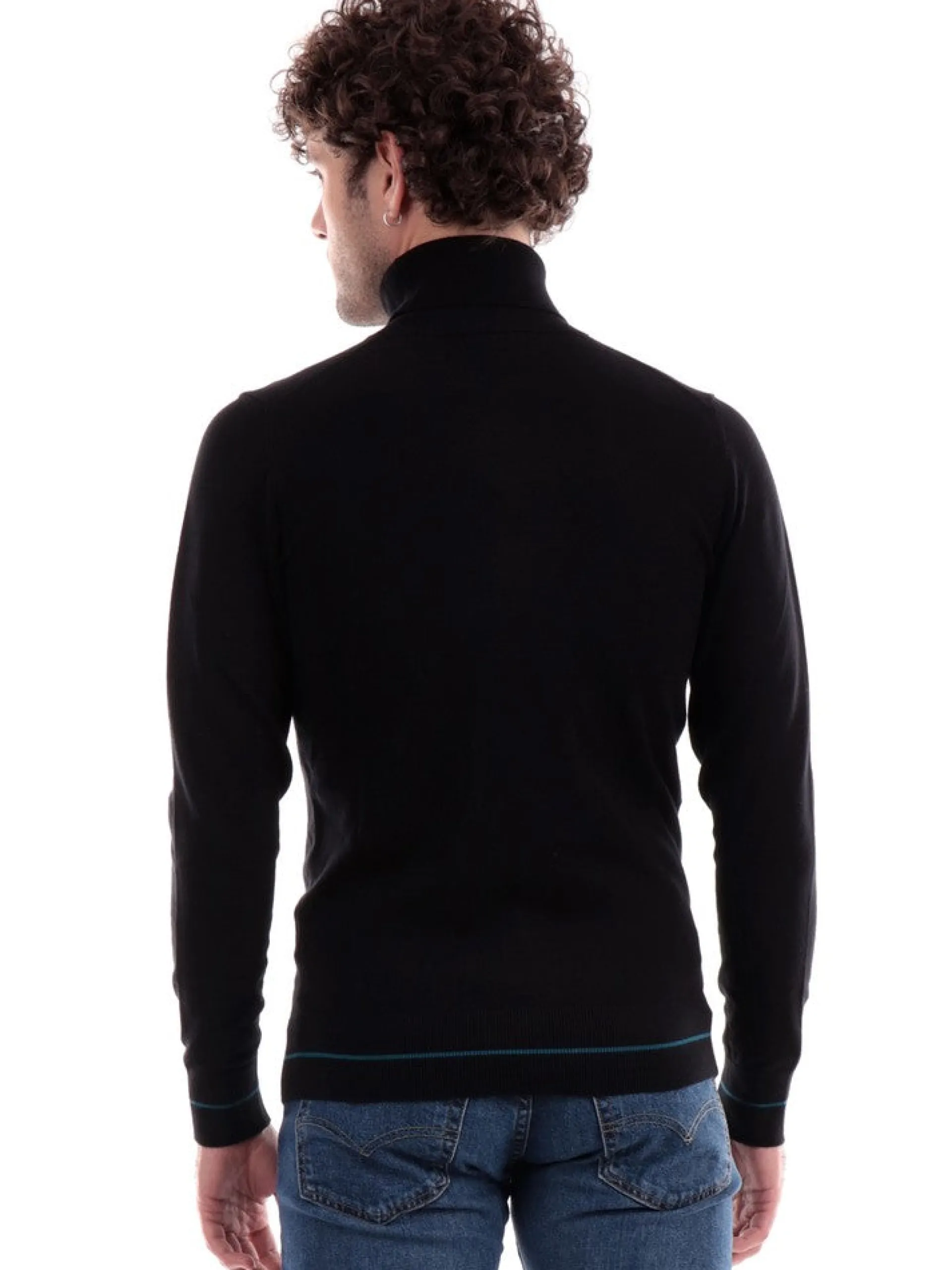 YES ZEE Maglie*Maglione Nero da Uomo Dolcevita Collo Alto M807ML000