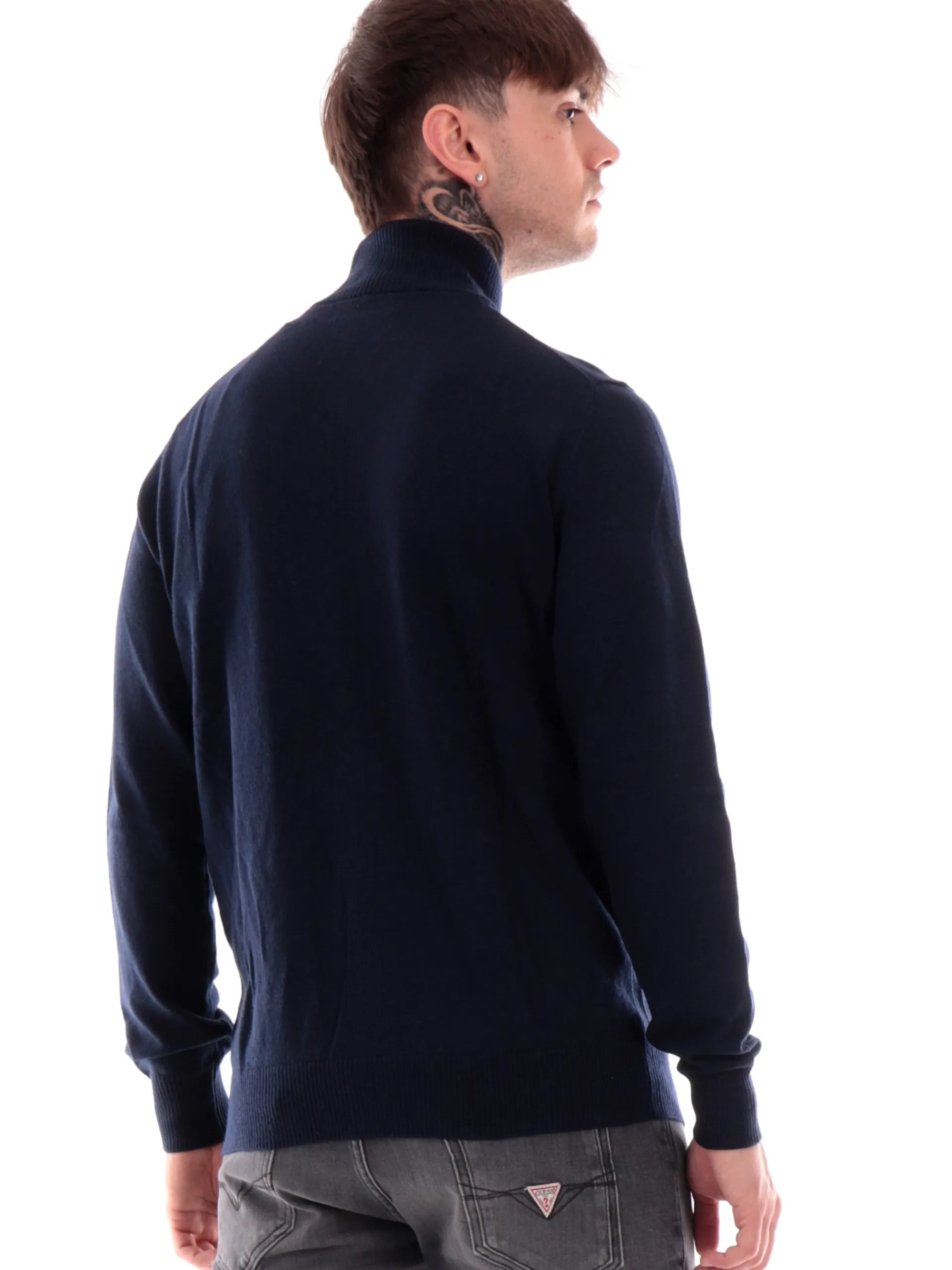 GUESS Maglie*Maglione zip blu da uomo Darrel M4YR03Z3052