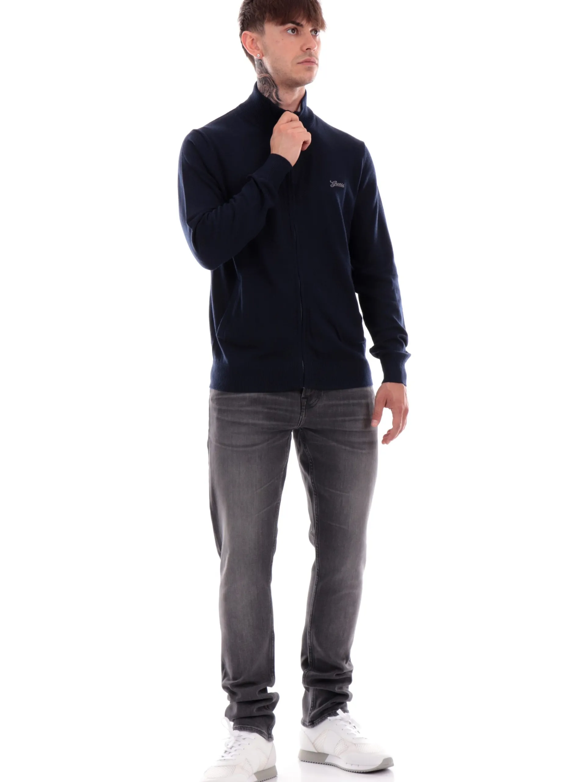 GUESS Maglie*Maglione zip blu da uomo Darrel M4YR03Z3052