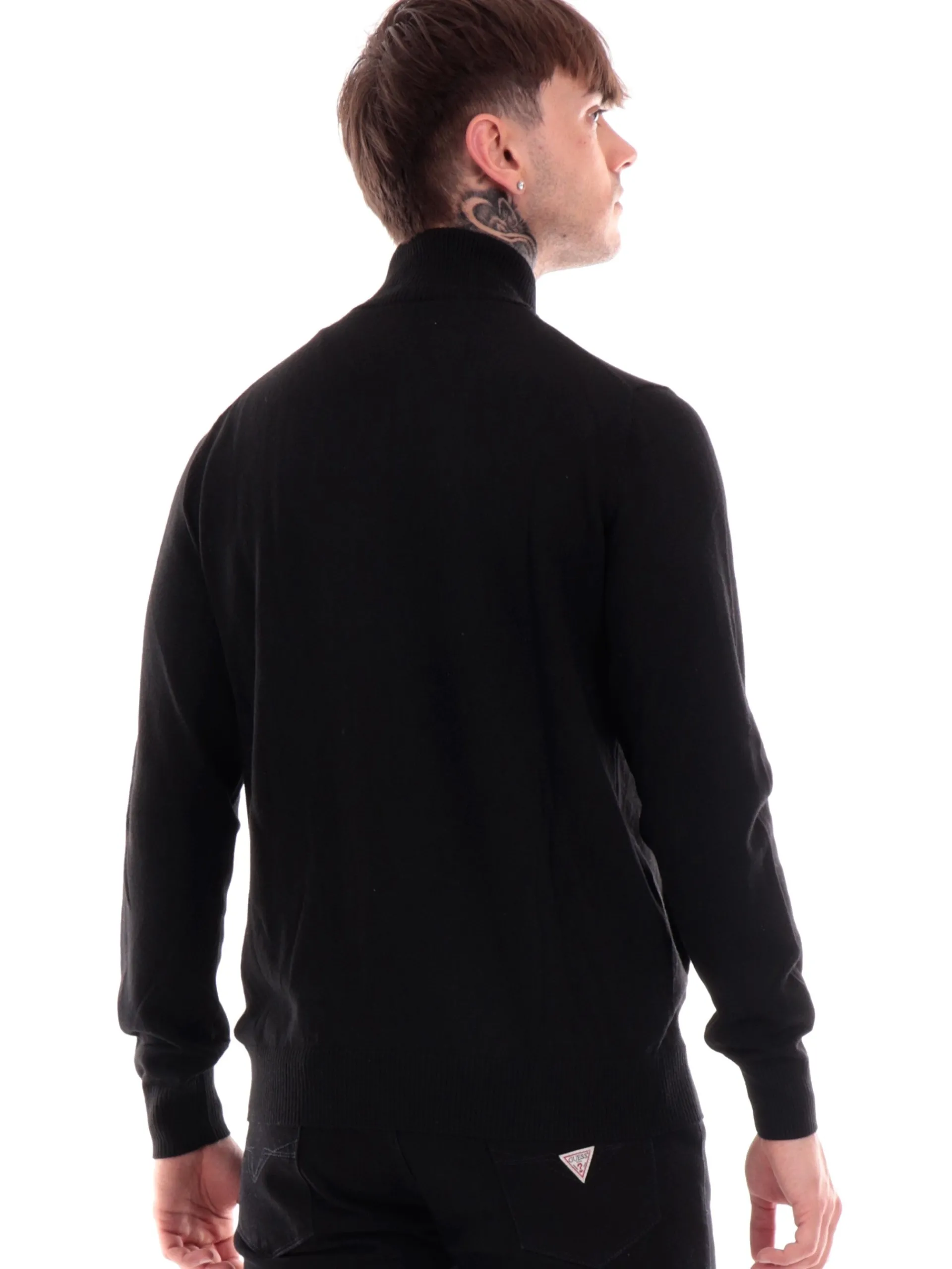 GUESS Maglie*Maglione zip nero da uomo Darrel M4YR03Z3052