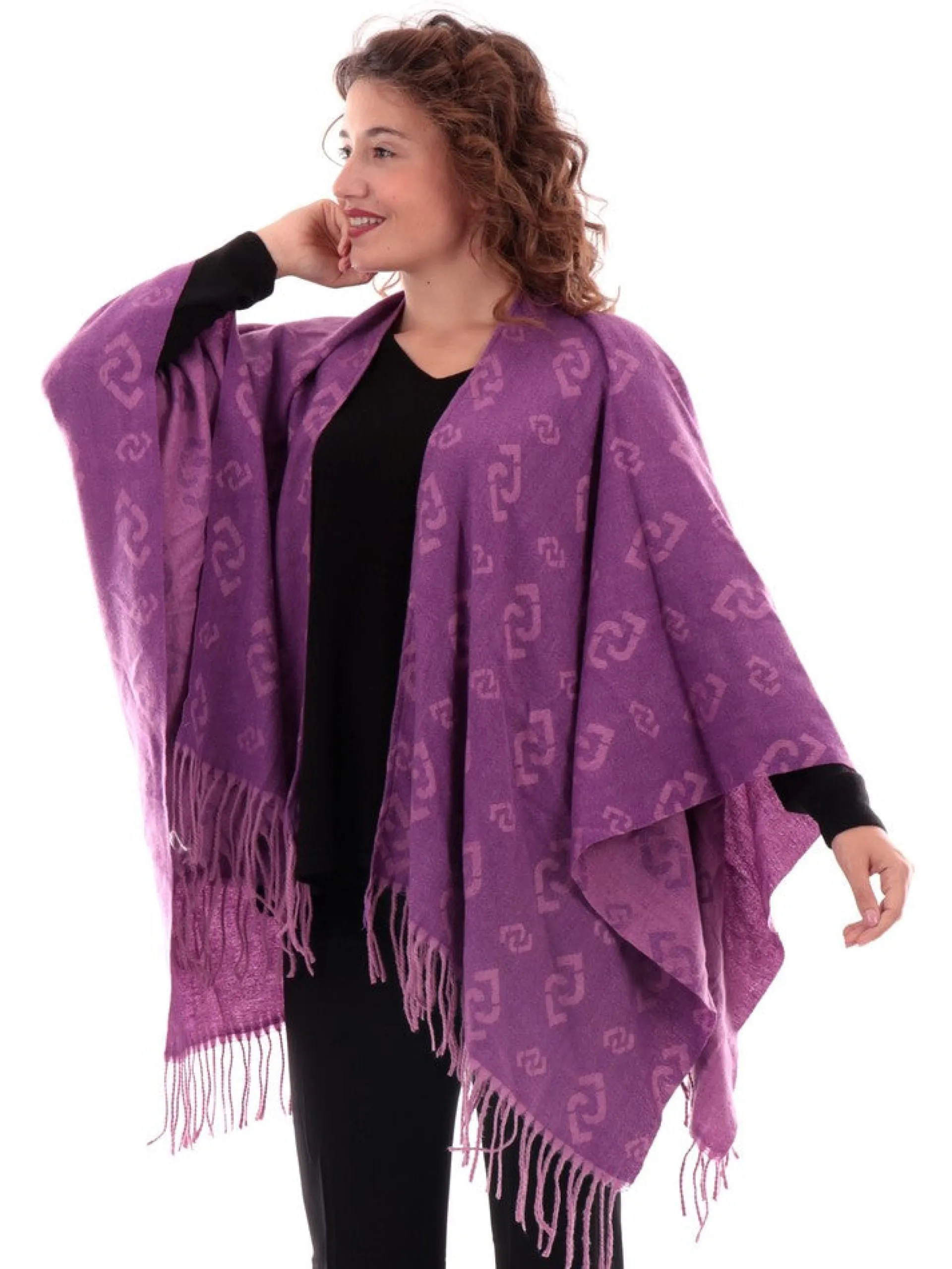 LIU JO MILANO Maglie*Mantella Liu Jo viola da donna con frange 2F3087T0300