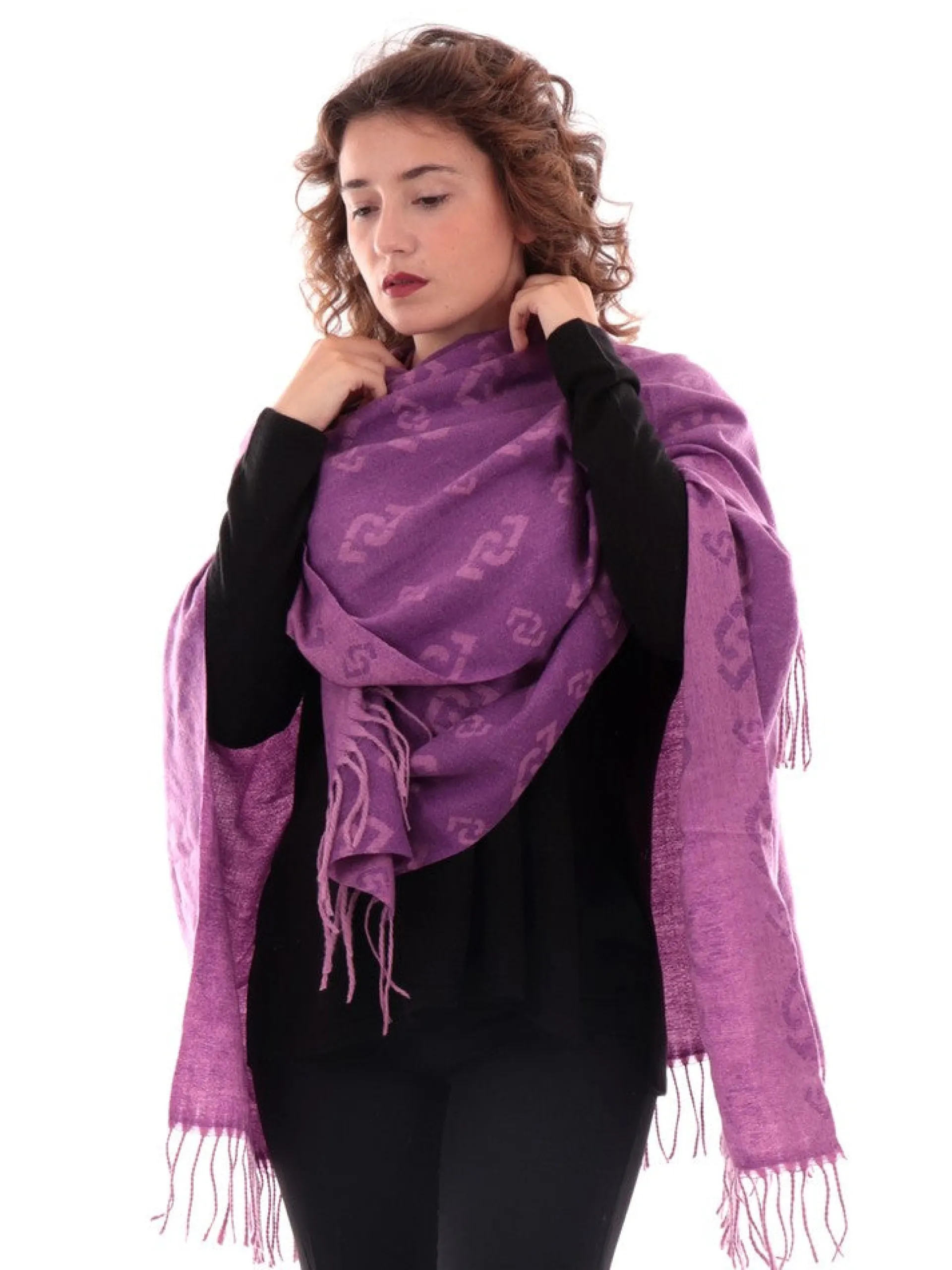 LIU JO MILANO Maglie*Mantella Liu Jo viola da donna con frange 2F3087T0300