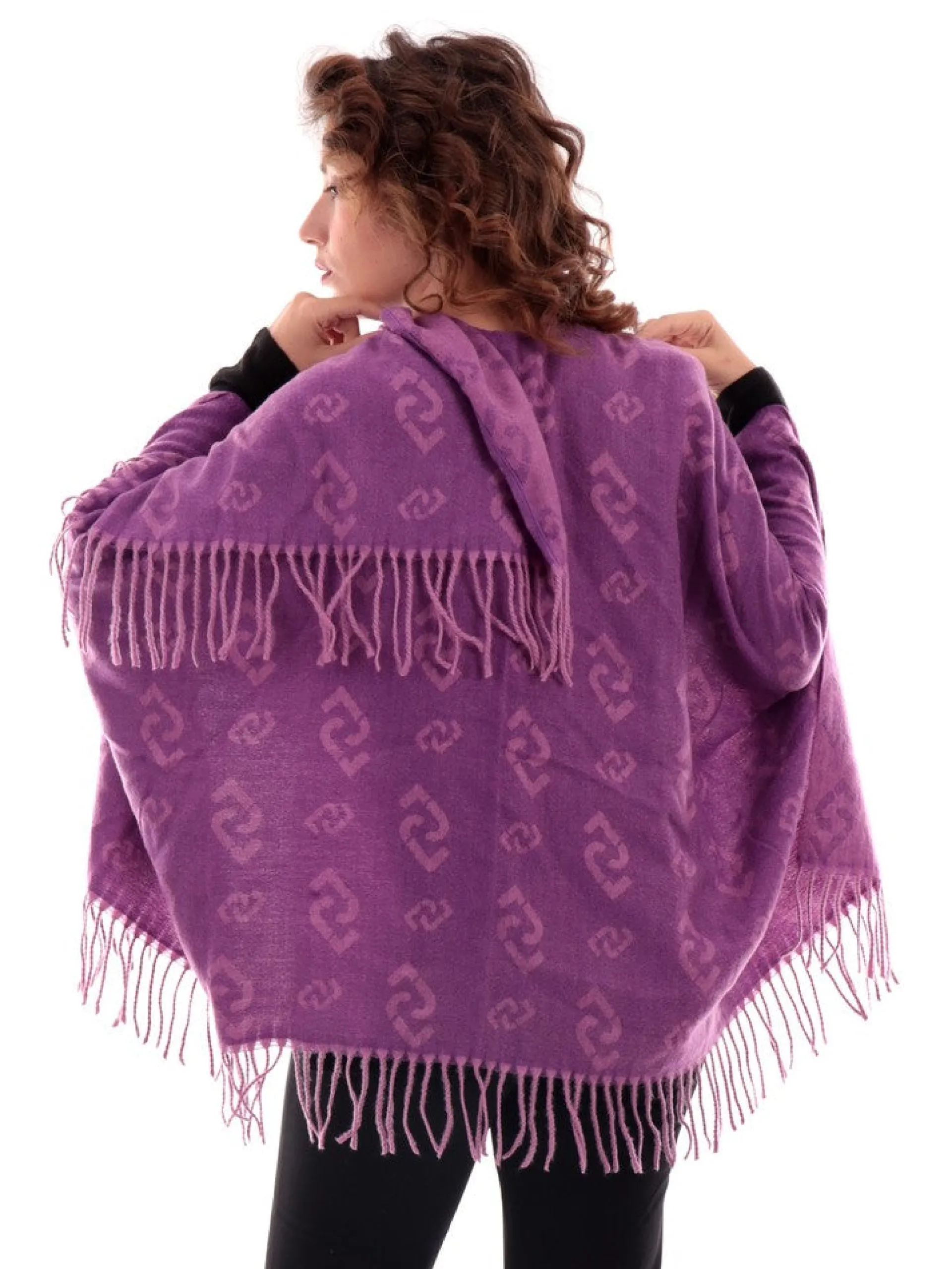 LIU JO MILANO Maglie*Mantella Liu Jo viola da donna con frange 2F3087T0300