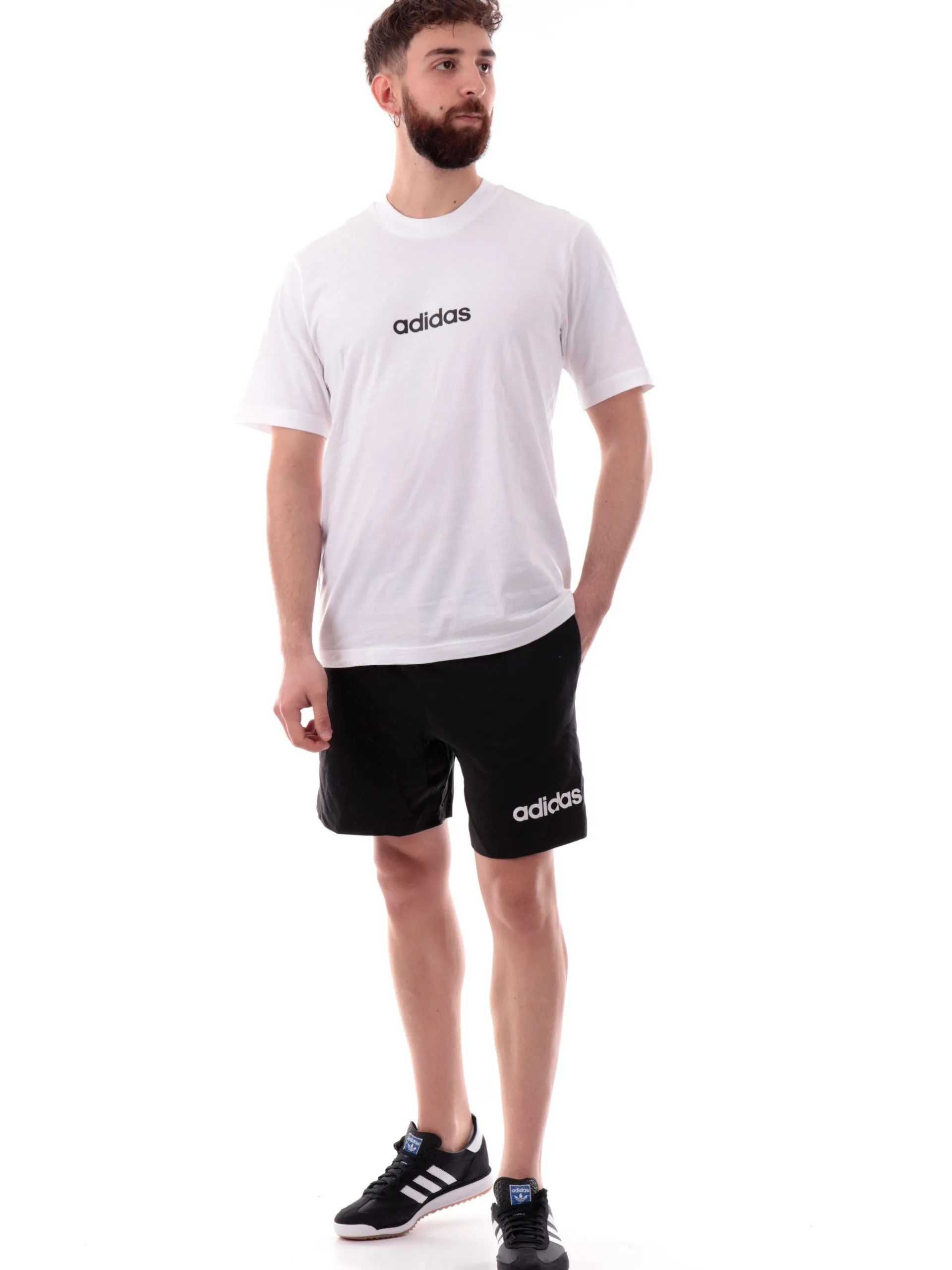 ADIDAS EQUIPMENT Bermuda*Pantaloncini Adidas neri da uomo logo Adidas bianco JE9012