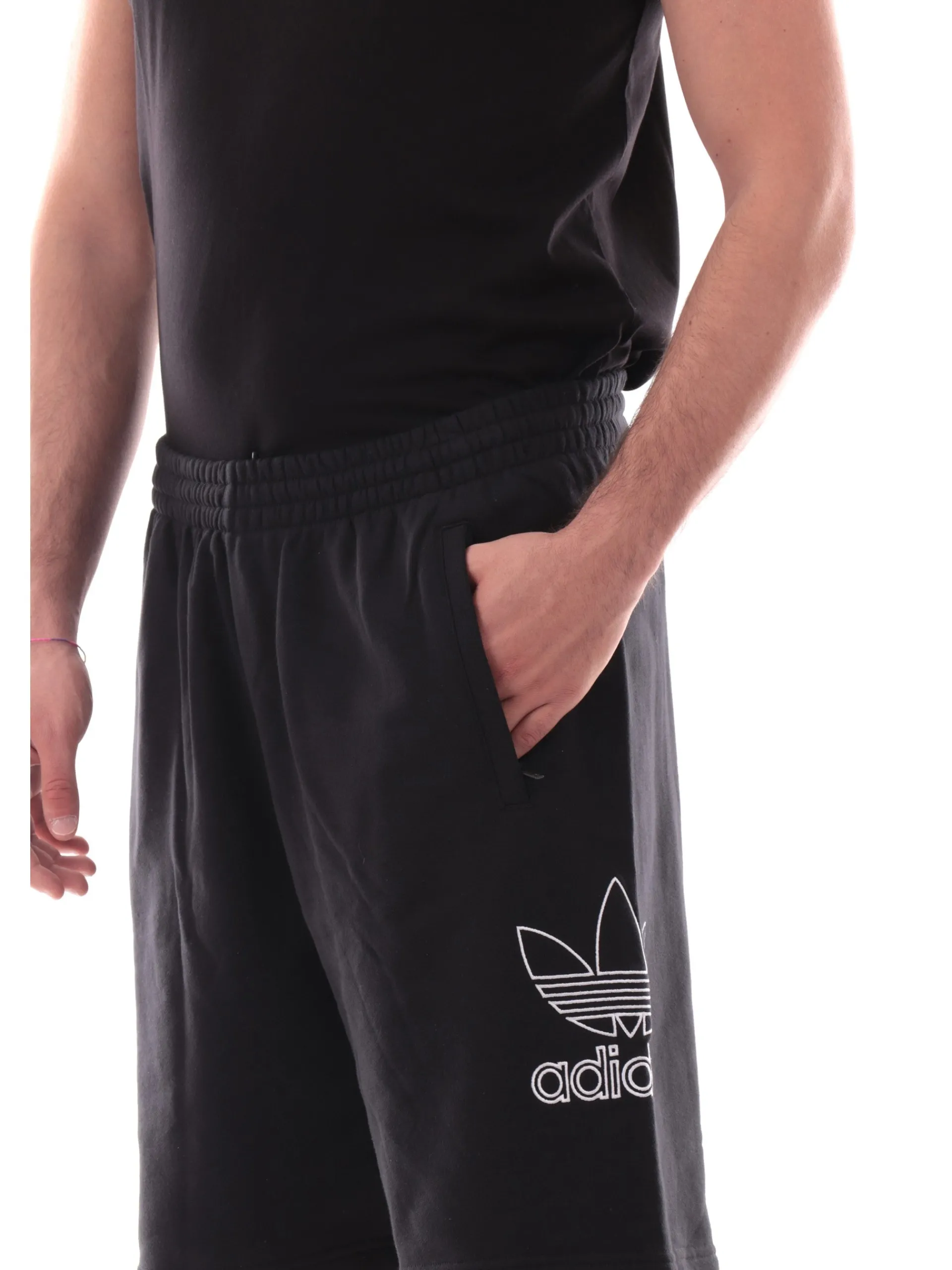 ADIDAS ORIGINALS Bermuda*Pantaloncini Adidas neri trifoglio ricamato da uomo JP2684