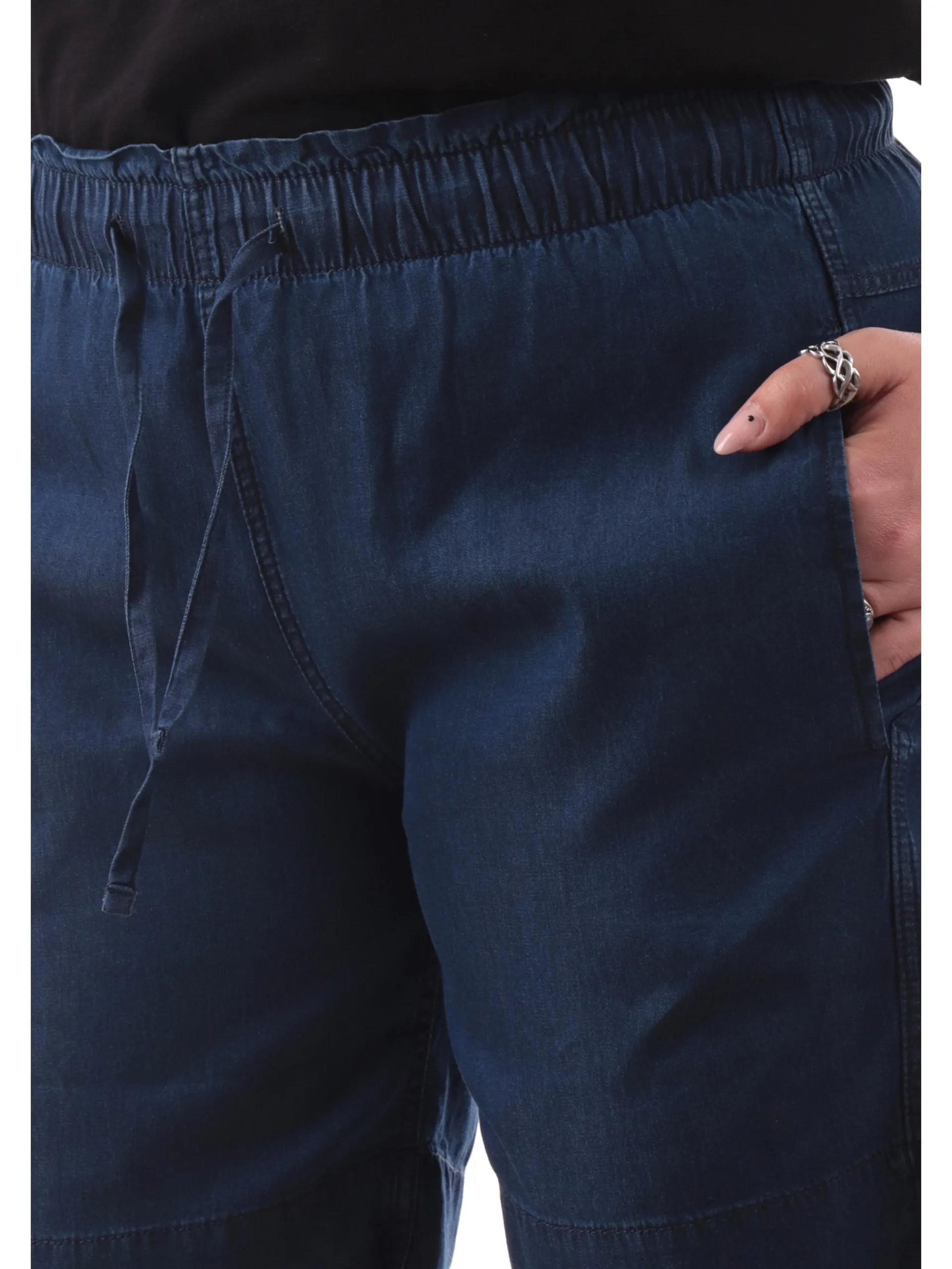 DEHA Shorts*Pantaloncini bermuda jeans con elastico in vita da donna A00798