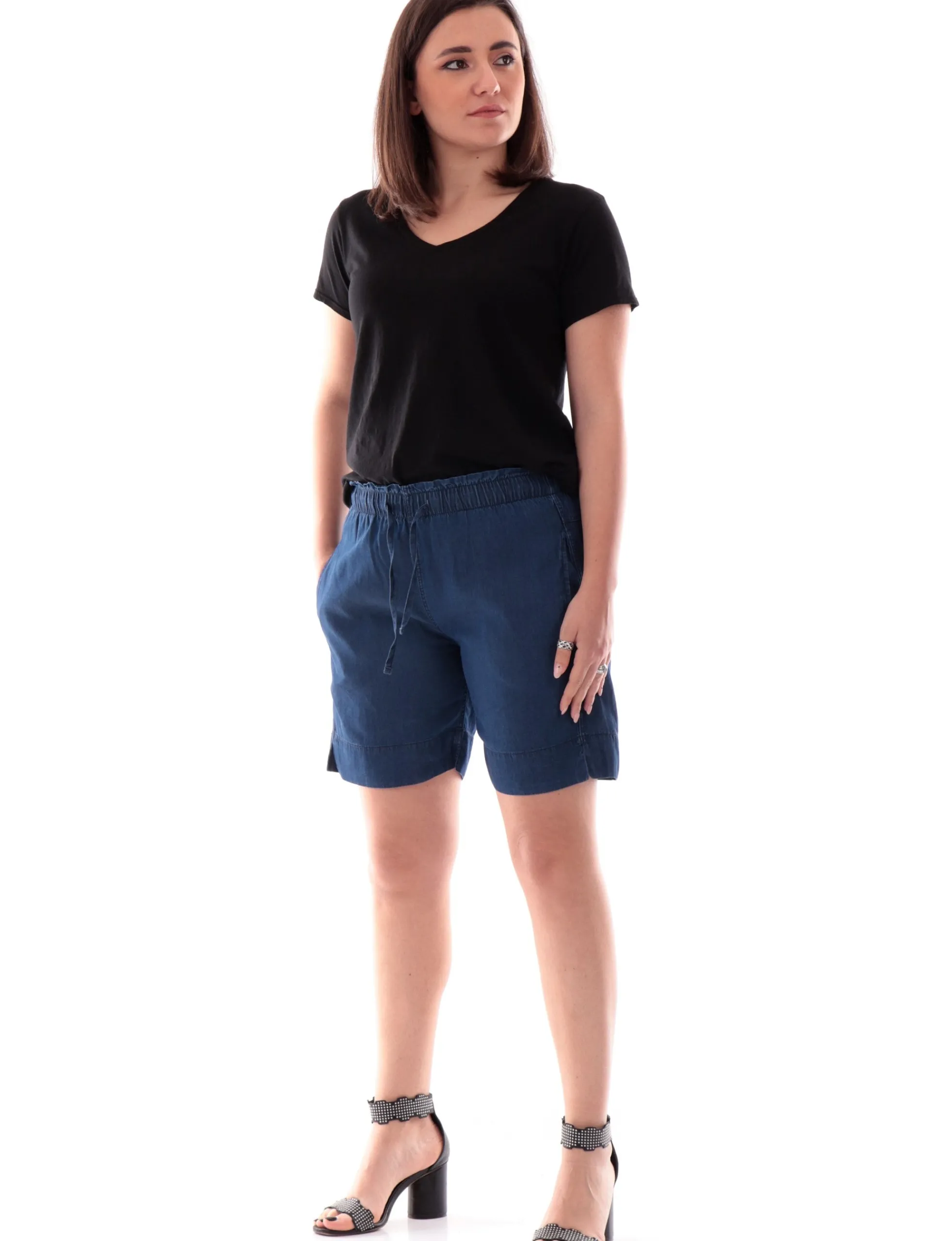 DEHA Shorts*Pantaloncini bermuda jeans con elastico in vita da donna A00798