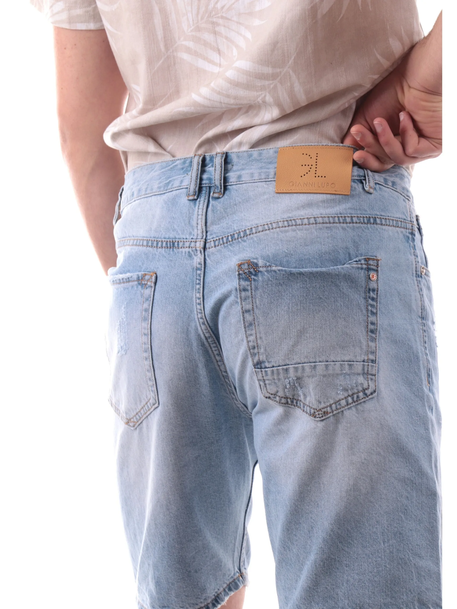GIANNI LUPO Bermuda*Pantaloncini jeans da uomo strappati GL6333Q