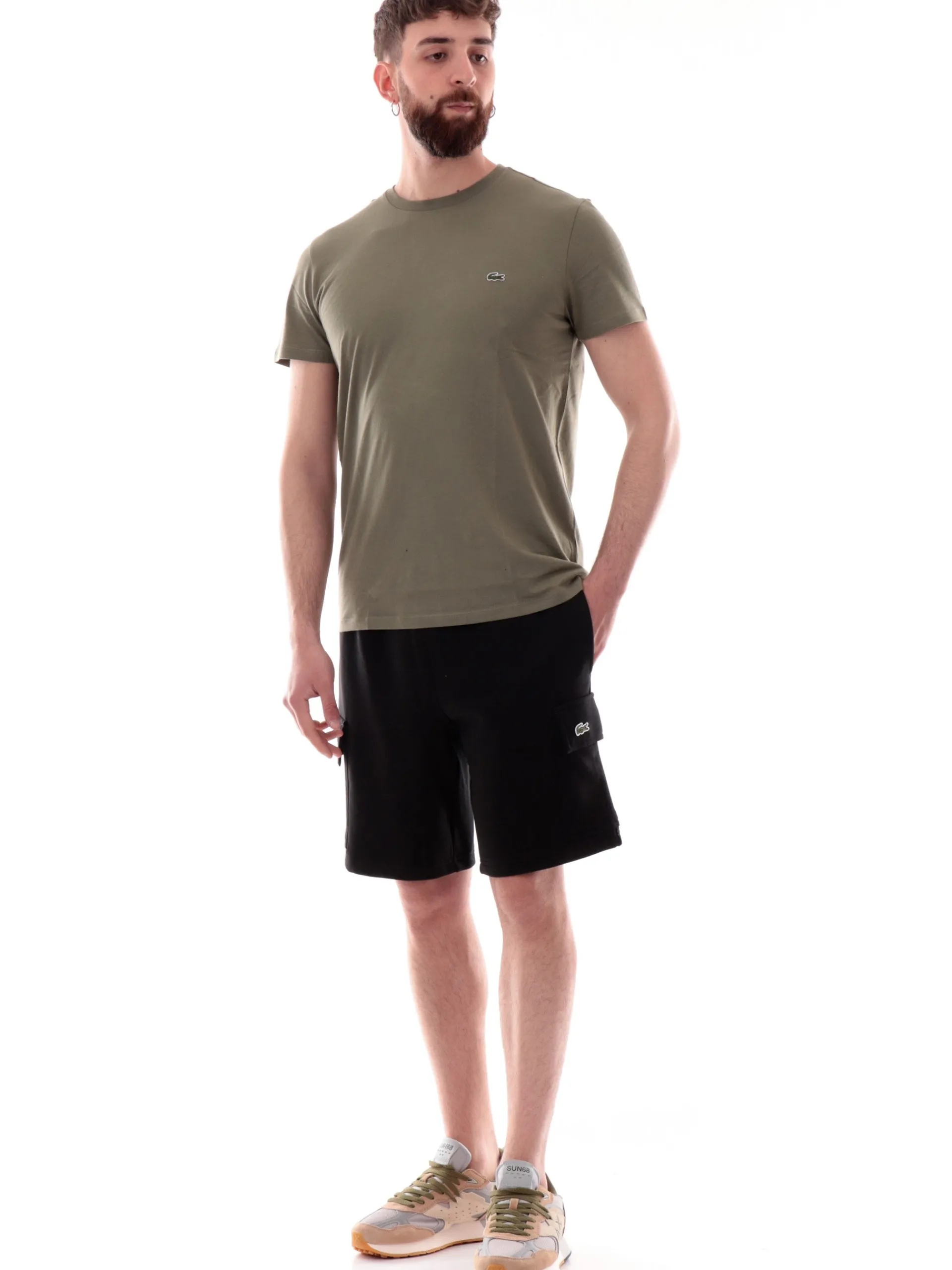 LACOSTE Bermuda*Pantaloncini neri da uomo con tasconi GH9743