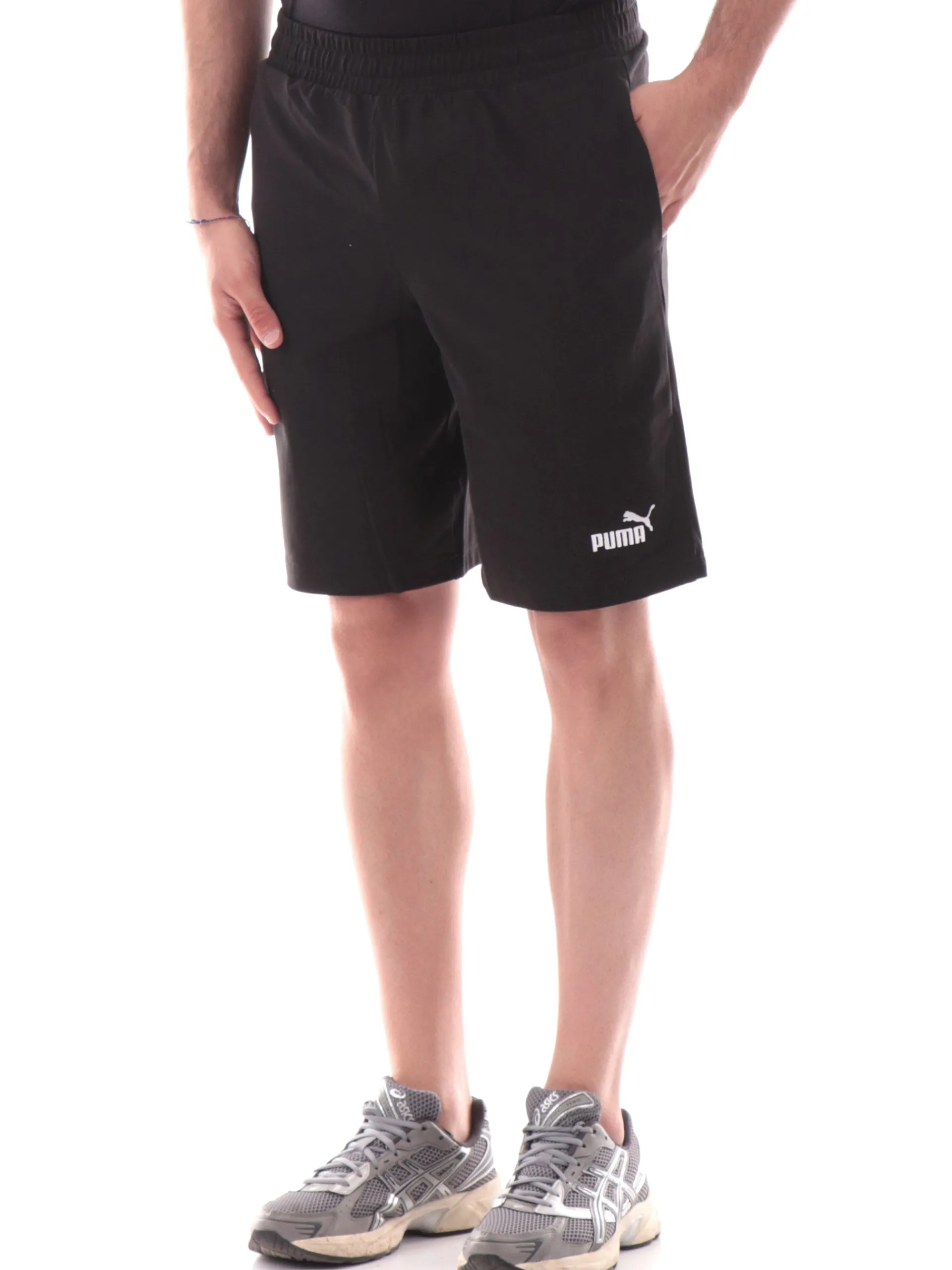 PUMA Bermuda*Pantaloncini neri da uomo logo a contrasto 682600