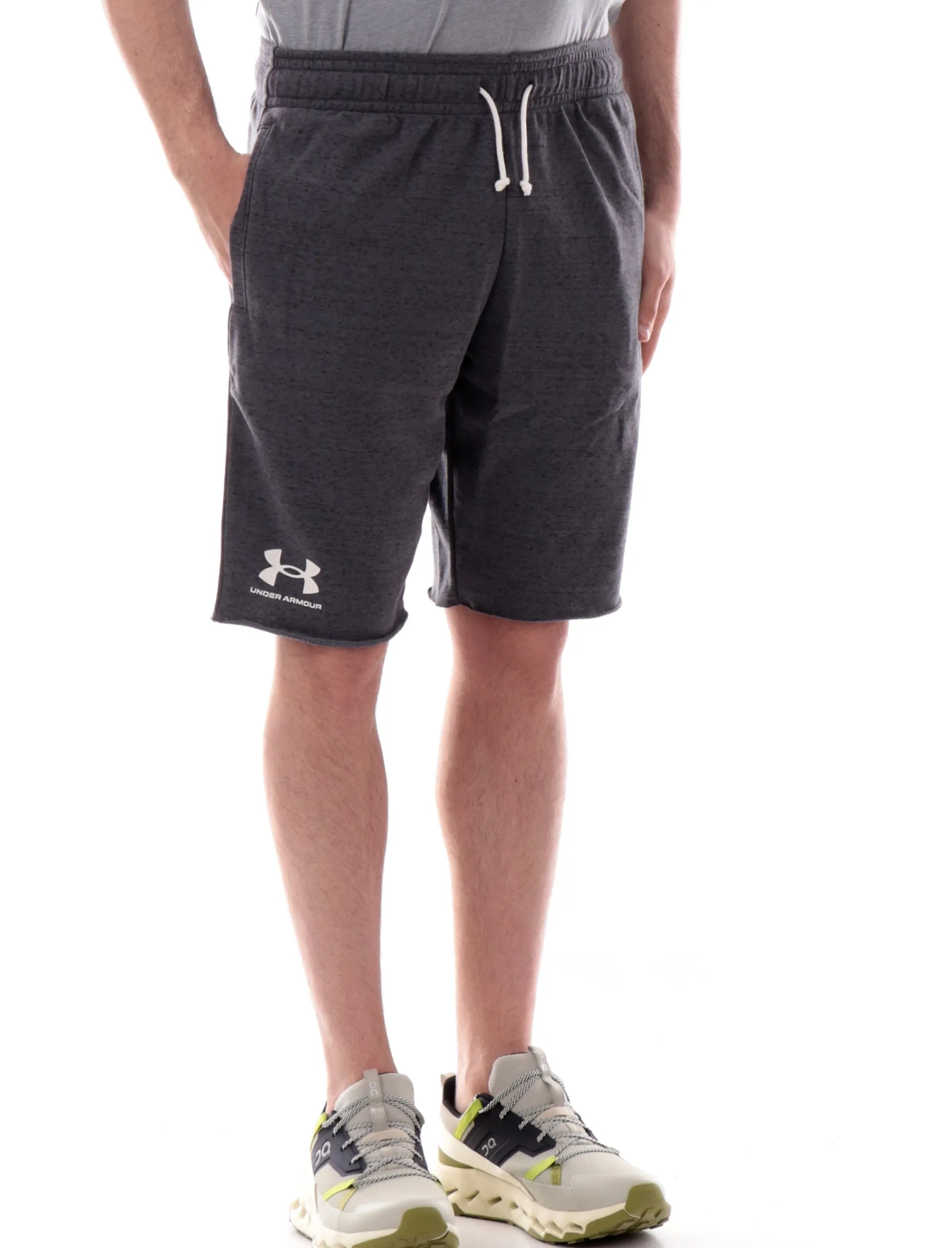 UNDER ARMOUR Bermuda*Pantaloncini grigi da uomo Rival Terry con logo bianco 13616310
