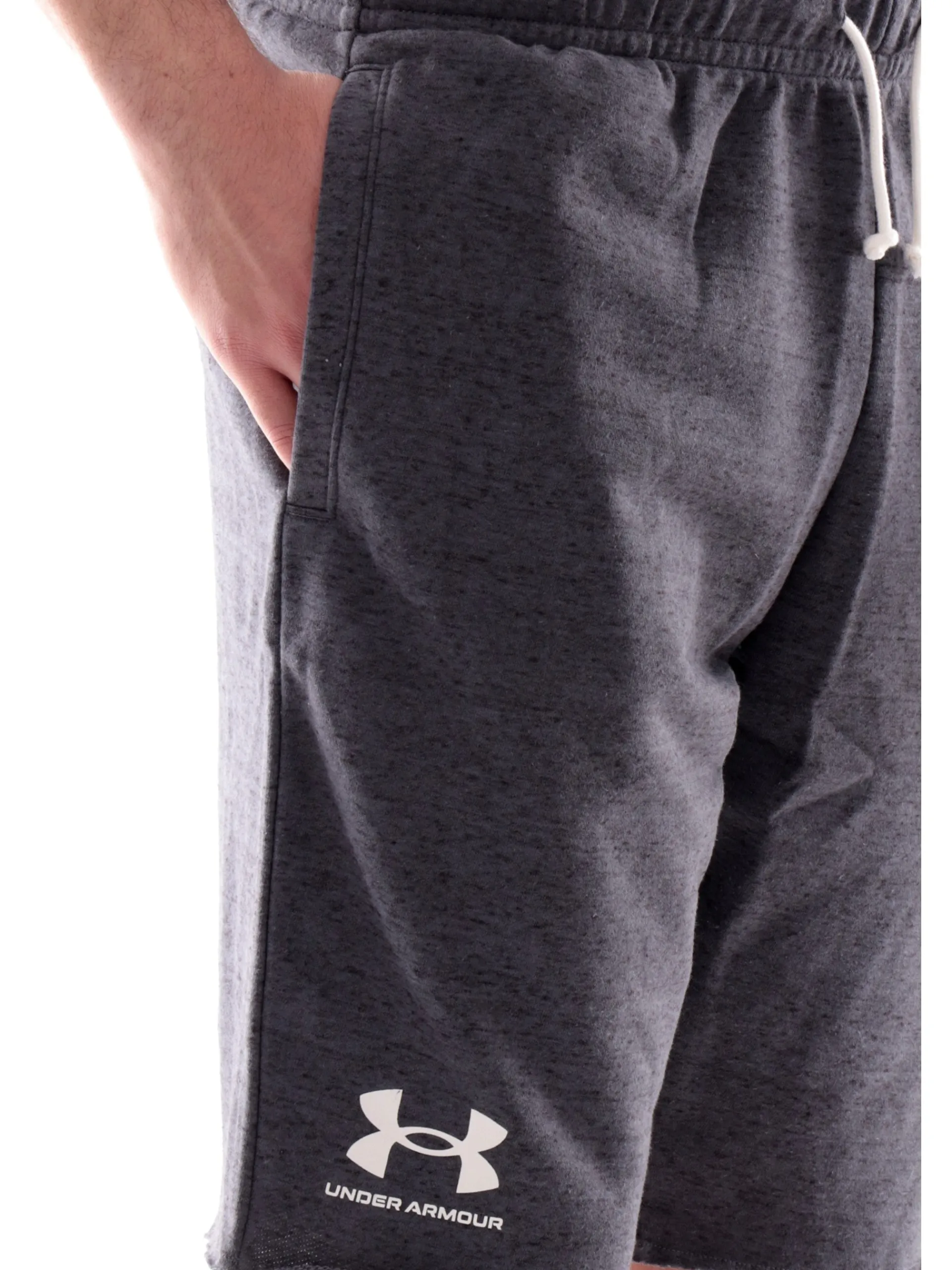 UNDER ARMOUR Bermuda*Pantaloncini grigi da uomo Rival Terry con logo bianco 13616310