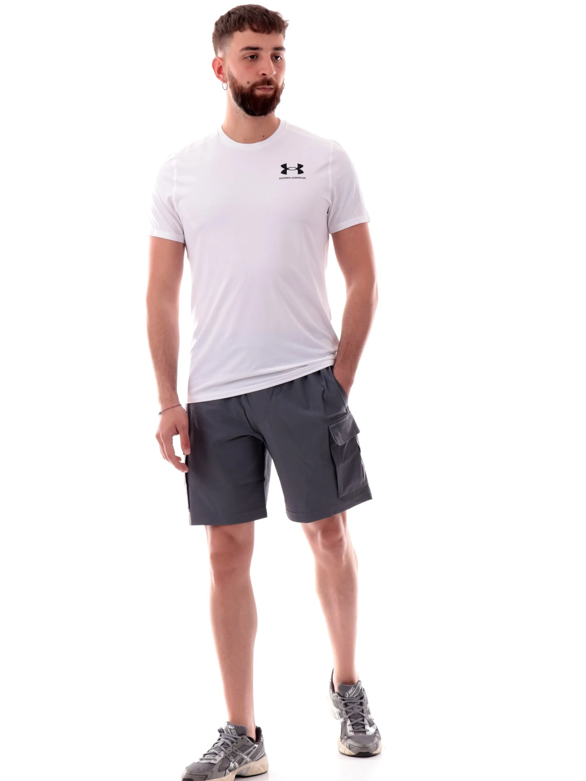 UNDER ARMOUR Bermuda*Pantaloncini cargo grigi da uomo tessuto tecnico 13865600