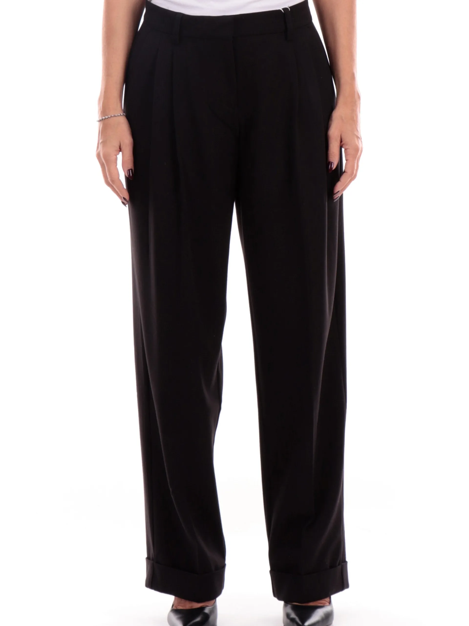 ONLY Pantaloni*Pantaloni a zampa con risvolto neri da donna Straight 15300647