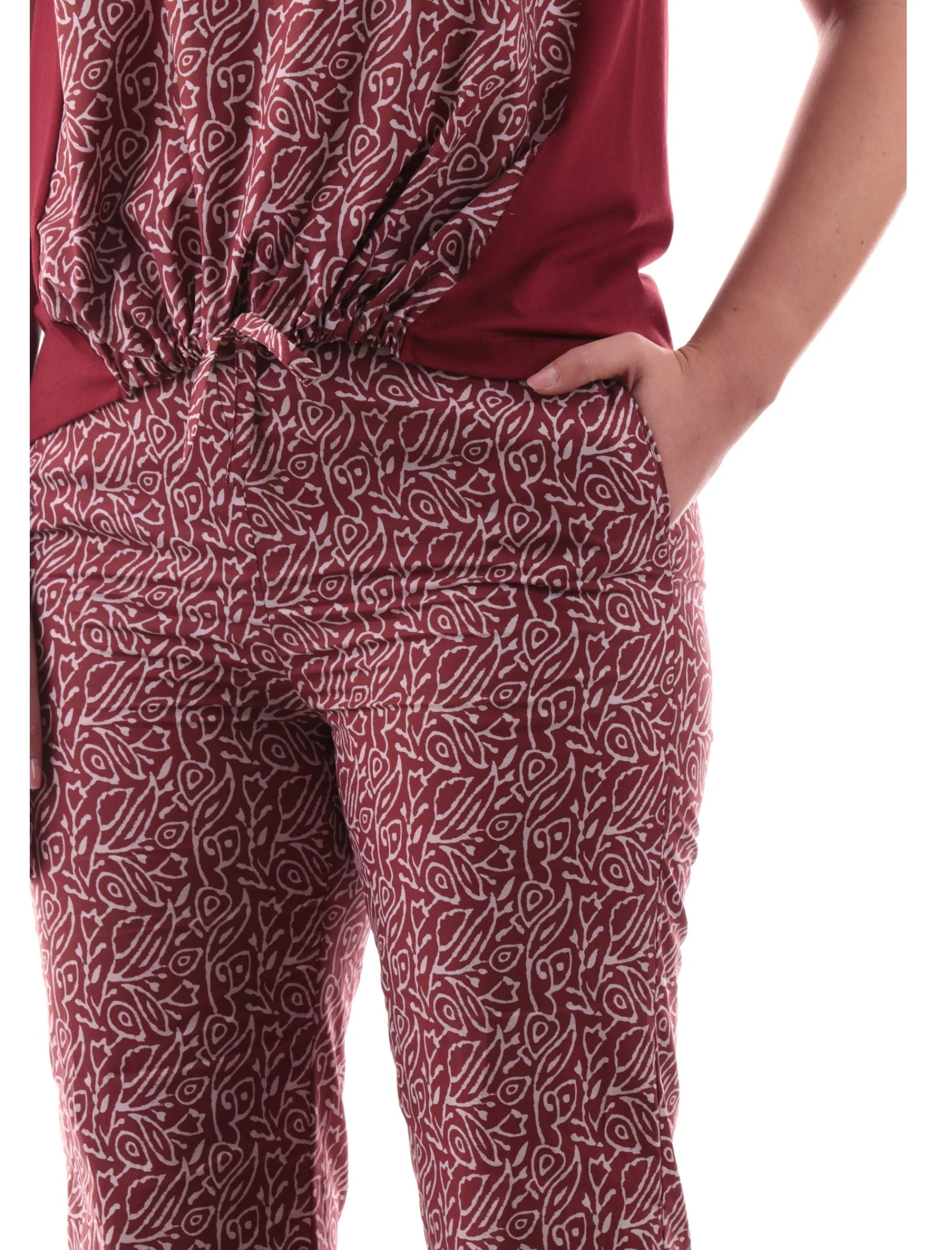 ANIS Pantaloni*Pantaloni Chino bordeaux da donna con risvolto Crop 251C1338