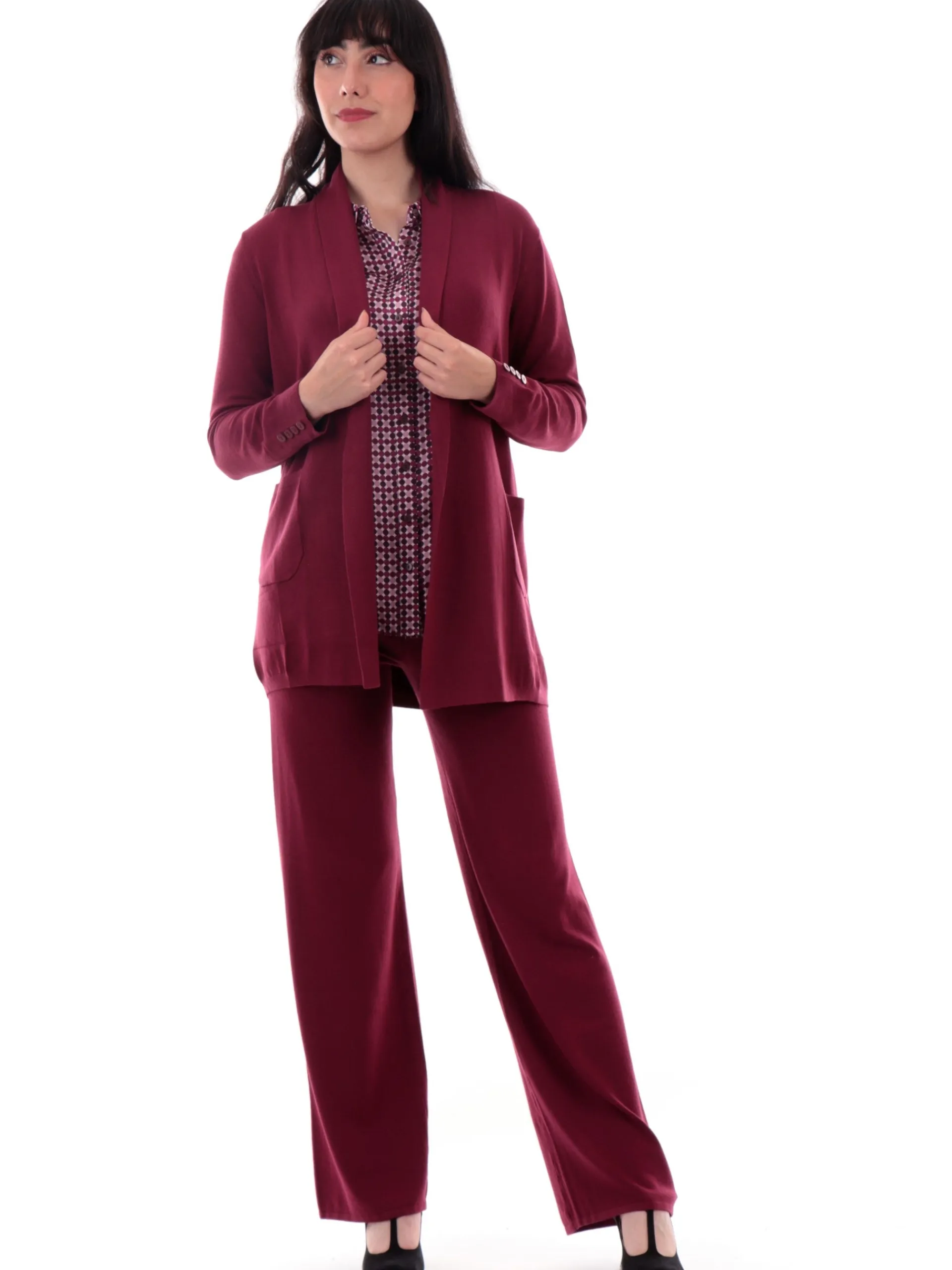 ANIS Pantaloni*Pantaloni in maglia fucsia da donna palazzo 245W6015