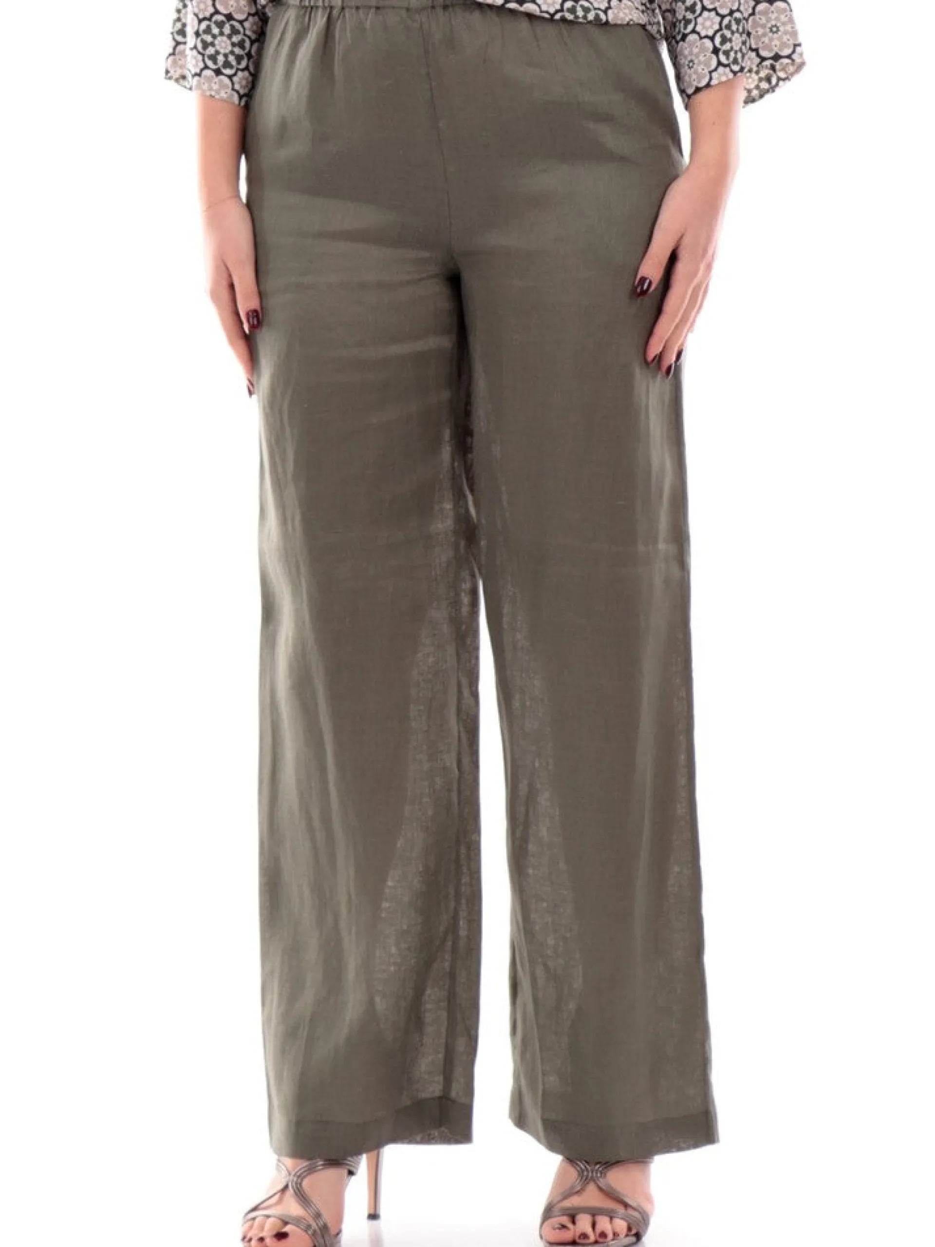 ANIS Pantaloni*Pantaloni verdi da donna in lino 2431387