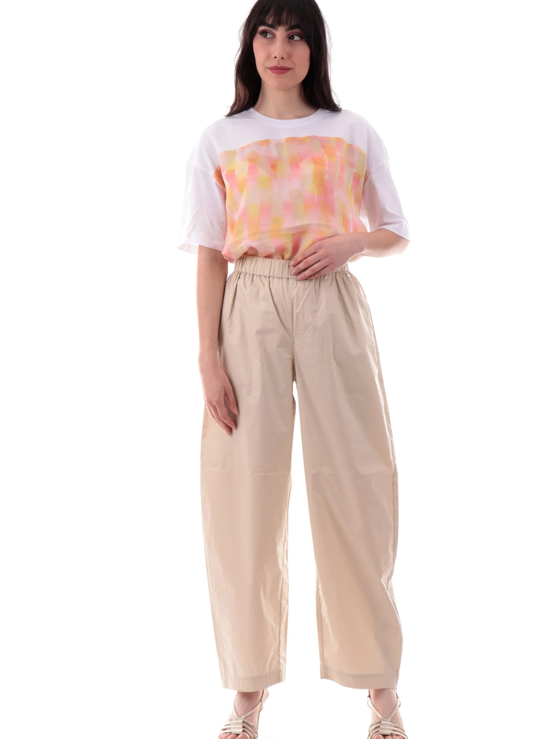 ARMANI EXCHANGE Pantaloni*Pantaloni AX palazzo beige da donna con banda elastica XW000475AF12812 U1092